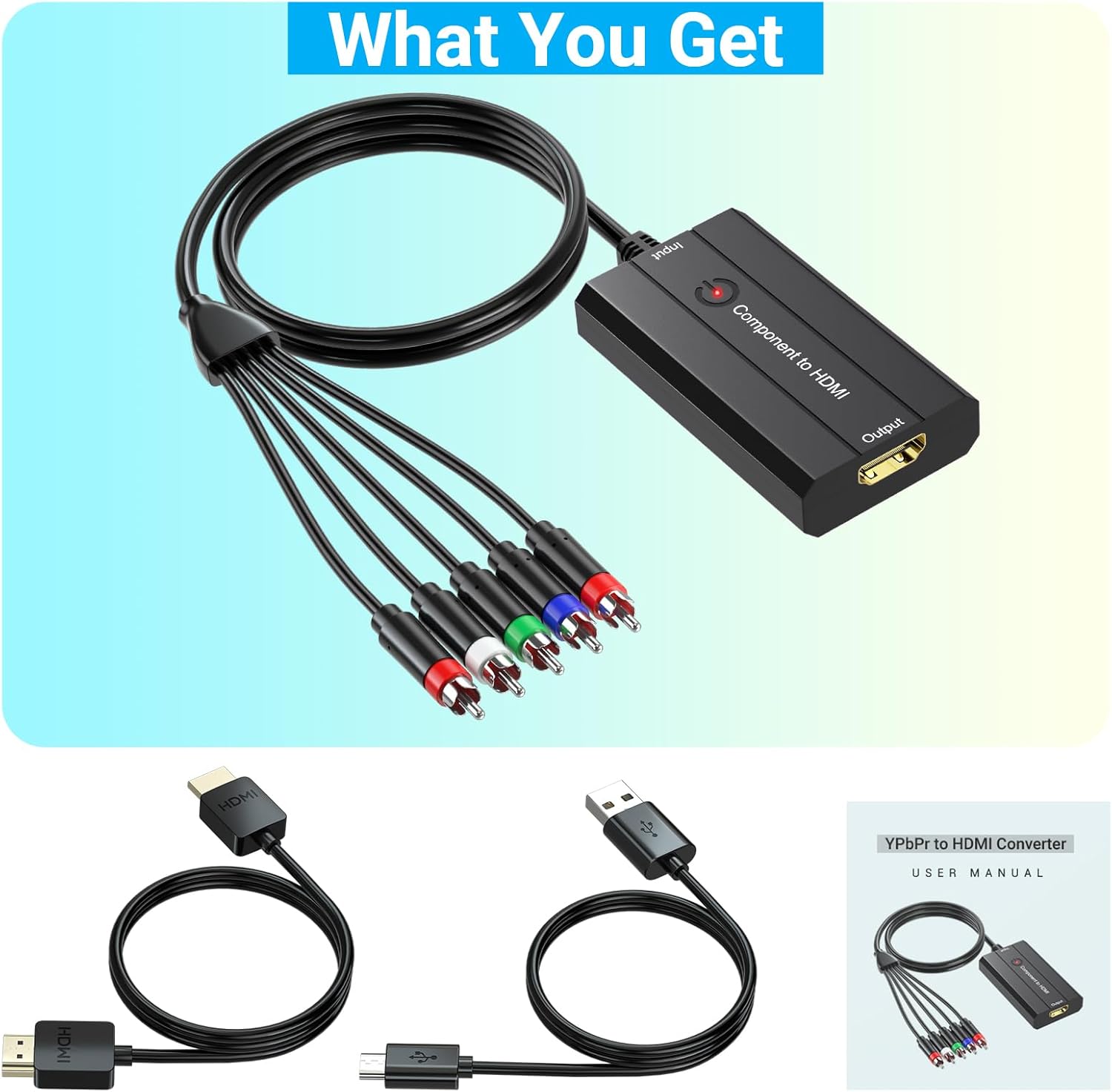 Convertidor de componente macho a HDMI para DVDSTBVHS con componente hembra para mostrar en televisores de alta definición (no para juegos PS1 de