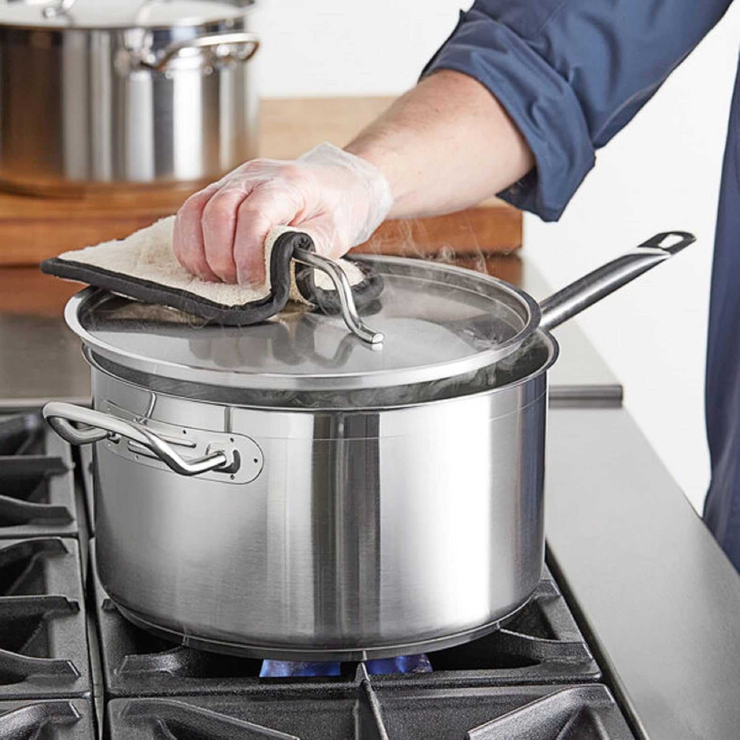 -Cacerola de 10 cuartos de galón con tapa de acero inoxidable – Juego de sartenes multiusos para uso en el hogar, cocina o restaurante, sartén de