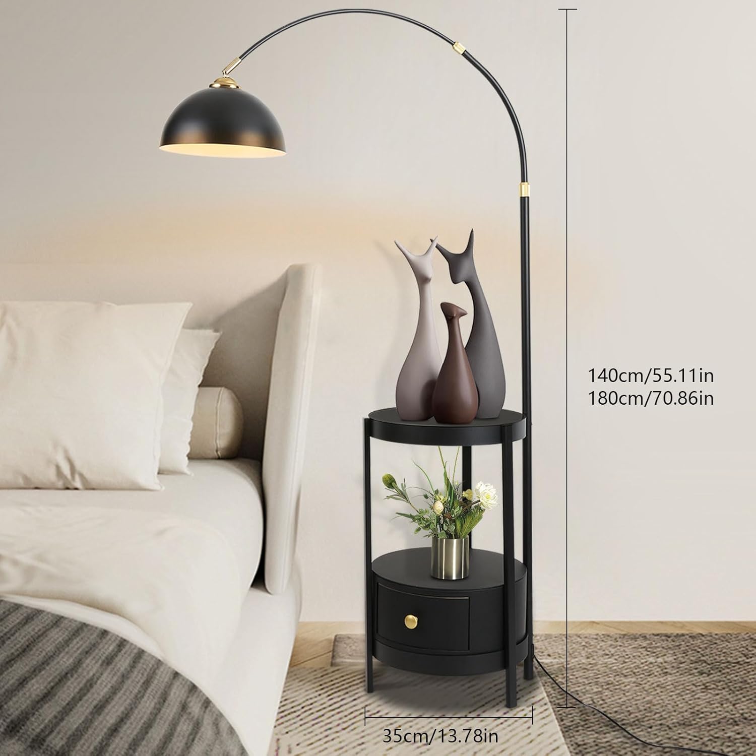 OUKANING Lámpara de pie de decoración industrial con lámpara de escritorio rústica de metal ajustable, lámpara de libro para sala de estar,
