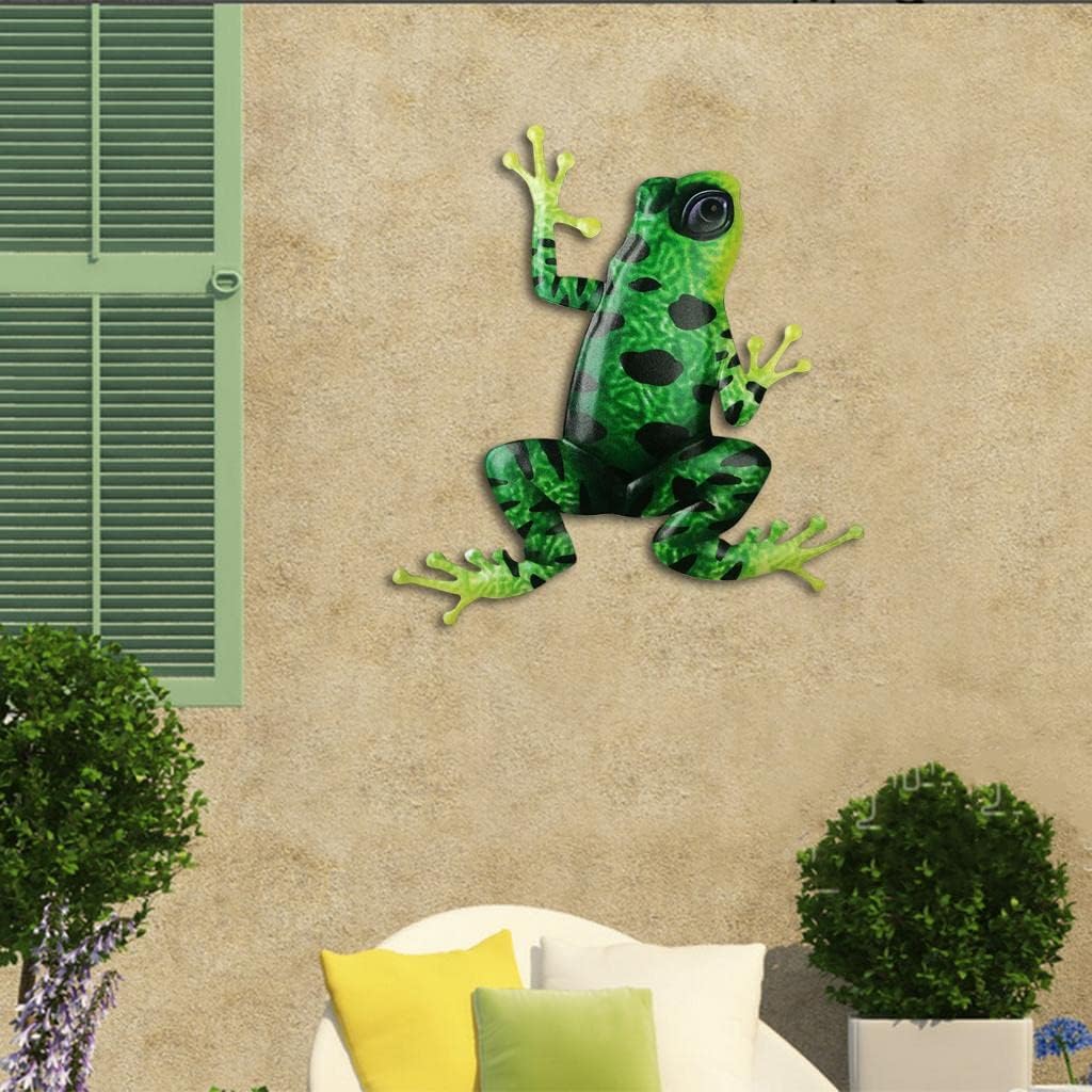 Leefasy Adornos coloridos de rana, fácil de instalar, estatua antioxidante, escultura de arte para colgar en la pared para exteriores, patio,