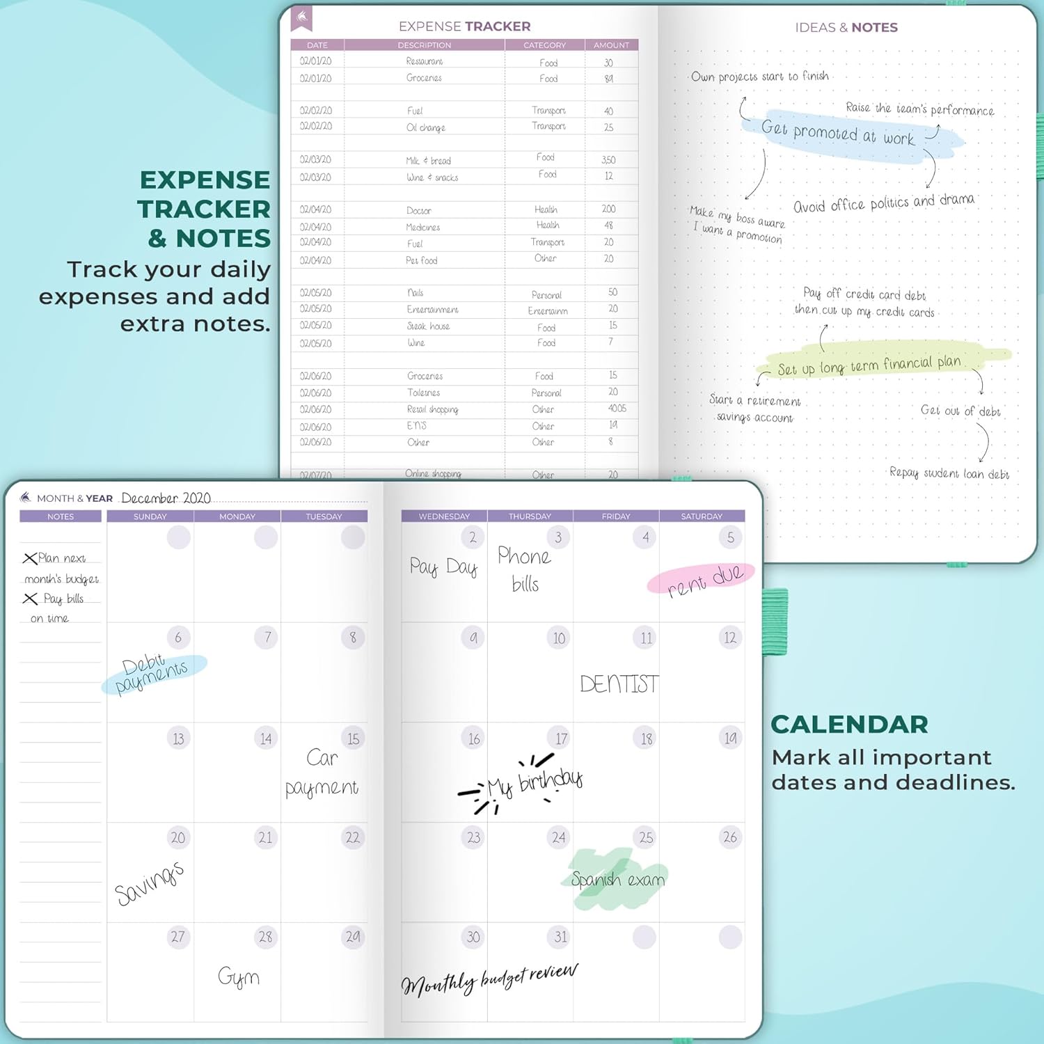 Clever Fox Agenda de presupuesto bi semanal  Libro organizador financiero sin fecha  Rastreador de gastos, presupuesto y cuaderno de facturas, A5