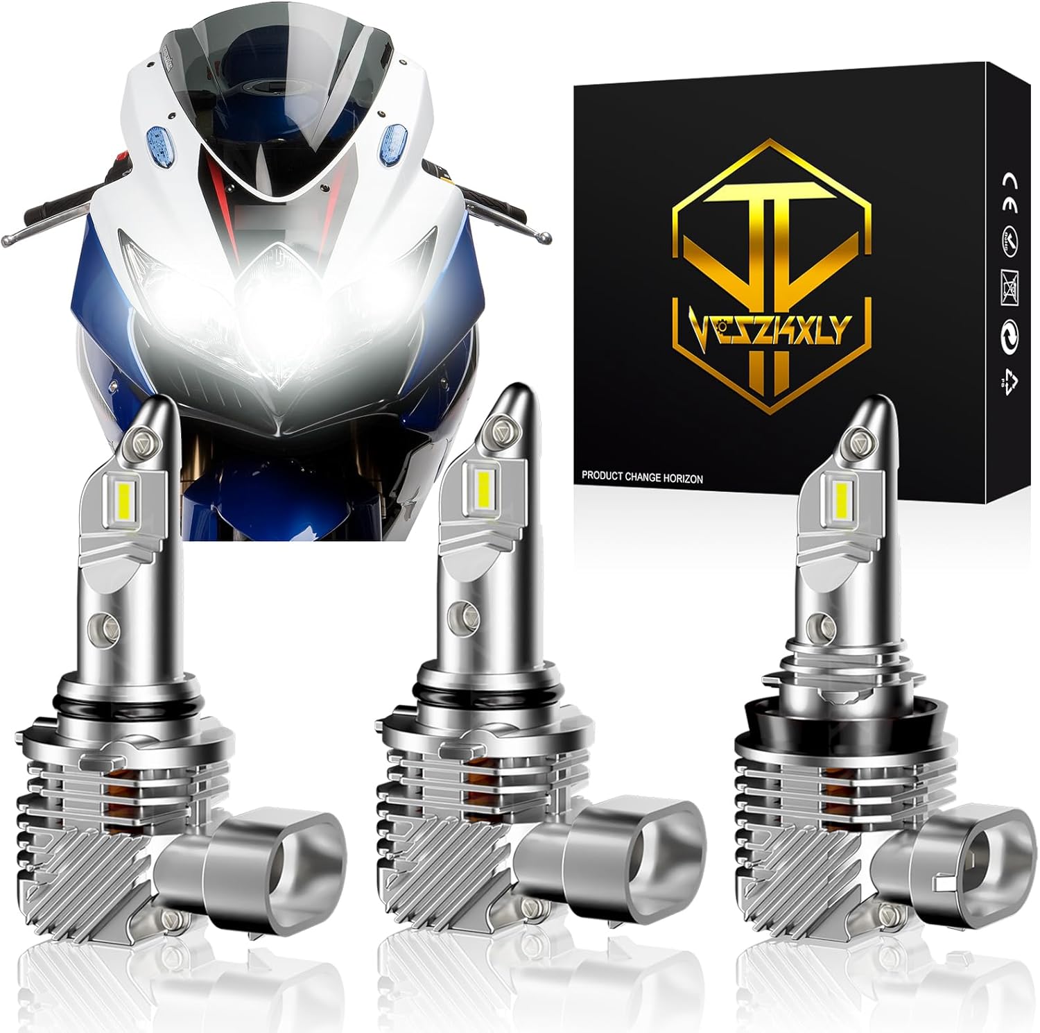 Compatible con 2008 2009 2010 Suzuki GSXR 600 750 luces, 9005 H11 bombillas antiniebla, 12 V, 55 W, 6000 K, blanco brillante, Plug N Play, 500% de