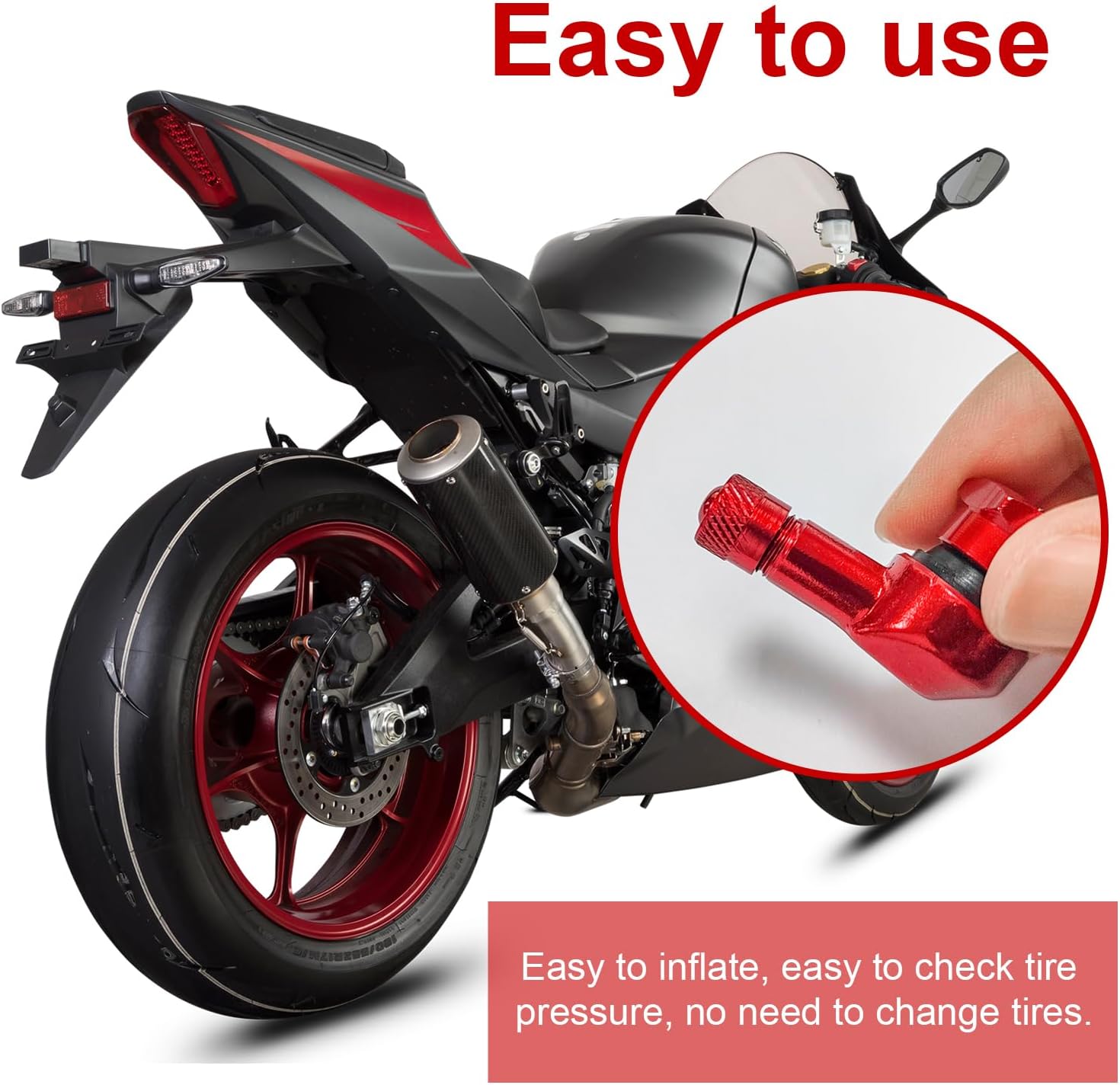 2 vástagos de válvula de neumático de motocicleta, aluminio de 90 grados, rueda de llanta de 0.445 in0.394 in, vástago de aire sin cámara con sellos
