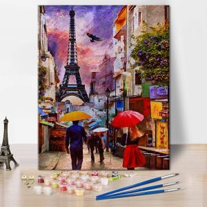 TUMOVO Pintura por número para adultos, Día lluvioso de París, kits de pintura por números, torre Eiffel, kits de pintura por números para adultos, TUMOVO Pintura por número para adultos, Día lluvioso de París, kits de pintura por números, torre Eiffel, kits de pintura por números para adultos,