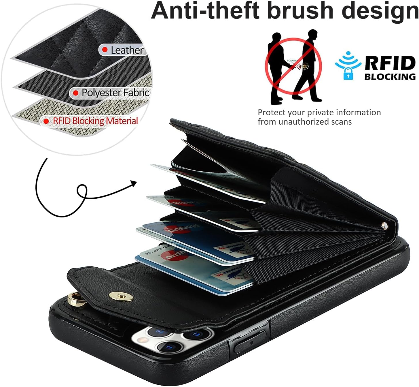 Asuwish Funda de teléfono para iPhone 11 Pro Max 6.5, funda tipo cartera con protector de pantalla de vidrio templado y correa cruzada para la