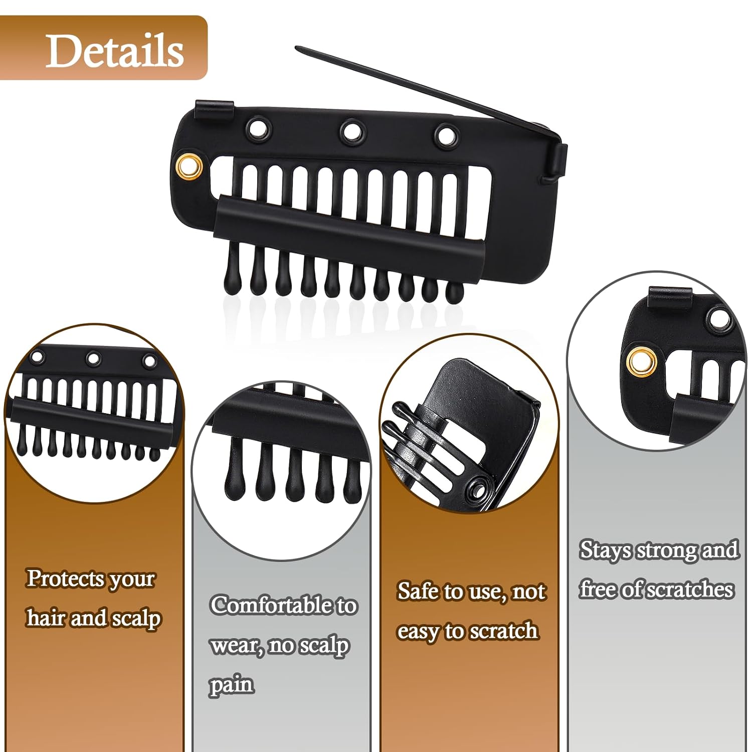 Vodolo Clips Chunni con pasadores de seguridad, 8 unidades de fuerte agarre Chunni Dupatta clips de ajuste indios para mujer, color negro