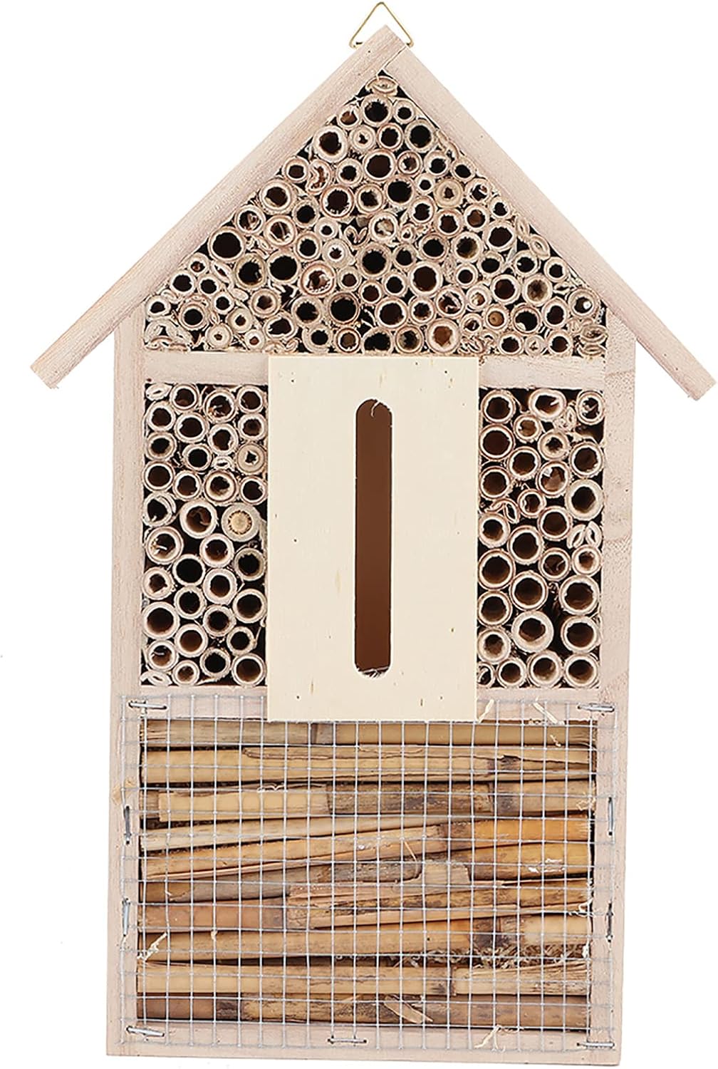 Fydun Casa de abejas de madera, refugio de jardín, caja de anidación de artesanías, adorno al aire libre, decoración de casa de abeja de madera,
