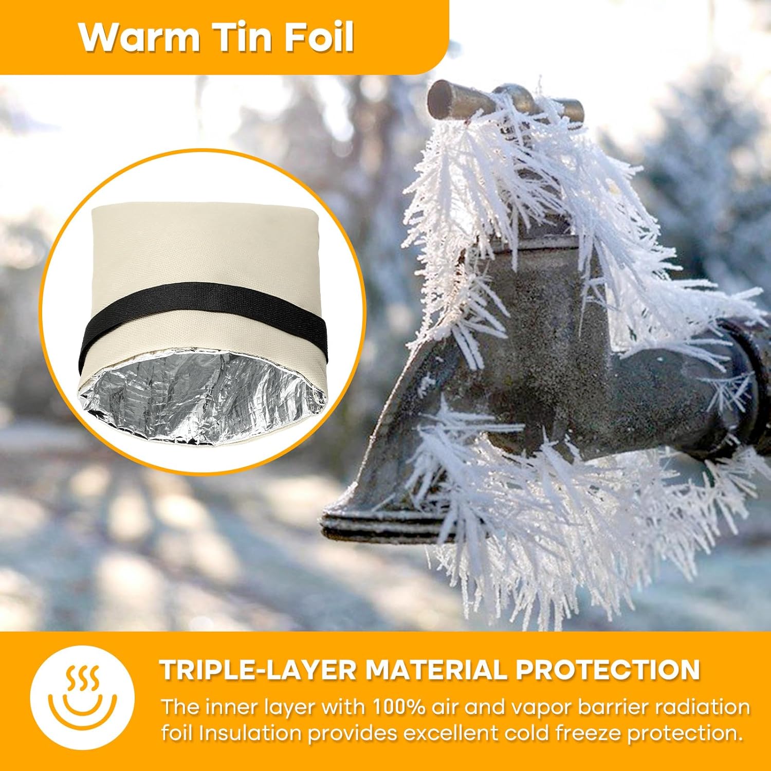 Outdoor Faucet Covers for Winter Freeze Protection Waterproof Spigot Cover Winter Insulated Reusable Hose Bibs Covers for Winter Outside Faucet