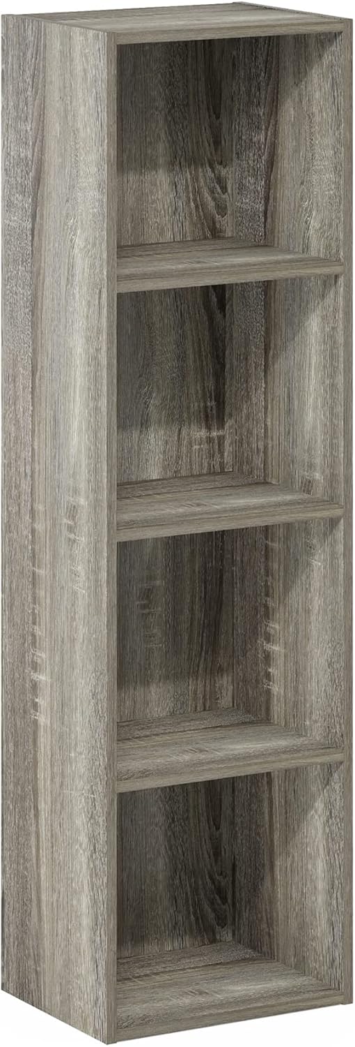 Furinno Luder – Estantería para libros, 4 niveles, cubos, roble francés