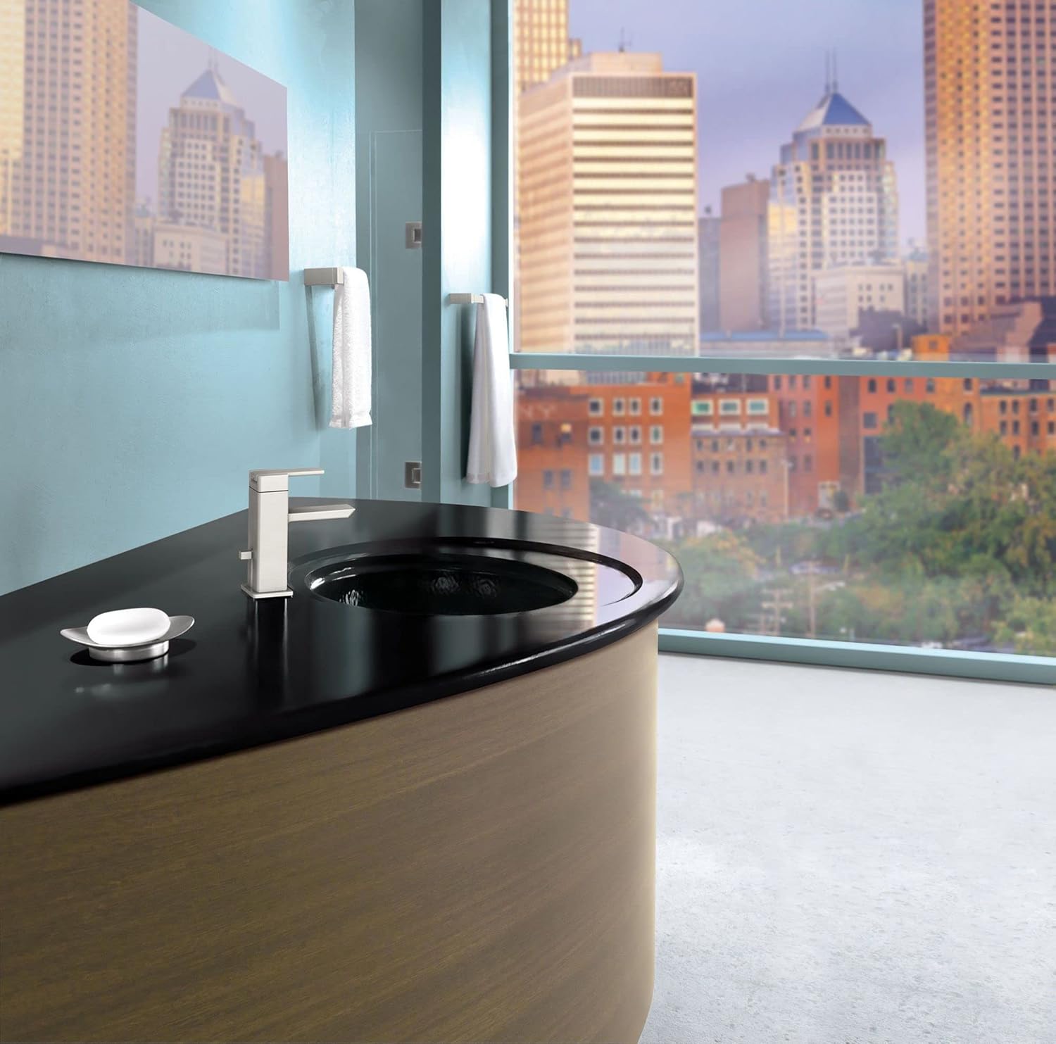 Moen YB8824BN – Toallero de baño moderno de 90 grados, 24 pulgadas, níquel cepillado