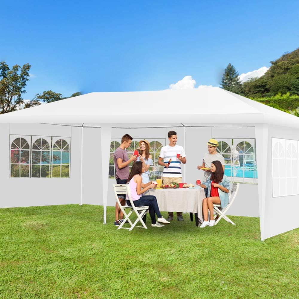 UNCHAIN Tienda de campaña con toldo de 10 x 20 pies, impermeable y recubierta contra rayos UV, para patio, cenador, playa, para uso doméstico,