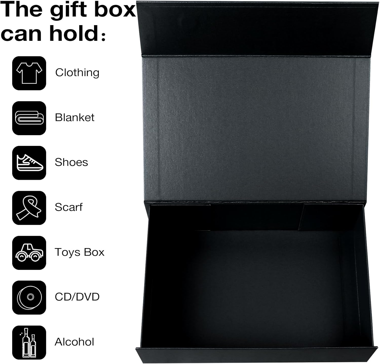 Aimyoo Caja de regalo plegable negra Galaxy con tapas de cierre magnético de 13.8 x 9 x 4.3 pulgadas, caja de propuesta de padrinos de boda, caja