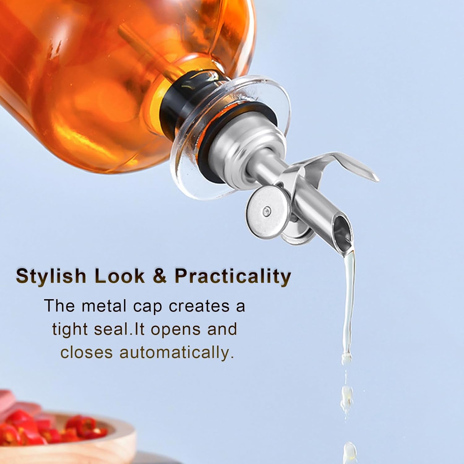 WAFJAMF Juego de 2 botellas dispensadoras de aceite de oliva para cocina, dispensador de botellas de aceite de cocina de vidrio con vertedores