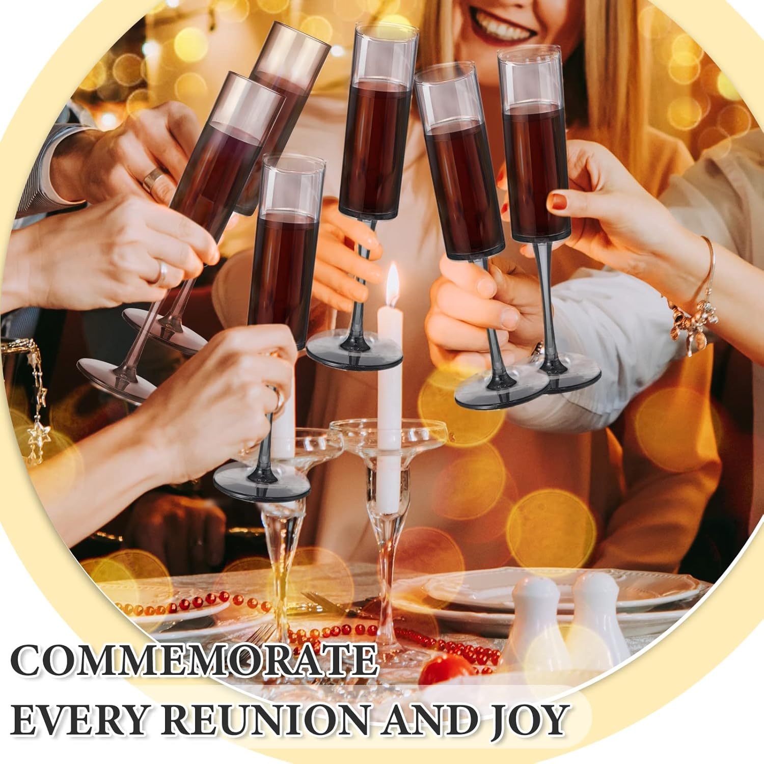 Lauwell Copas de champán de plástico acrílico para tostar vino, copas de cóctel desechables de cristal, vasos reutilizables para Navidad, fiestas,