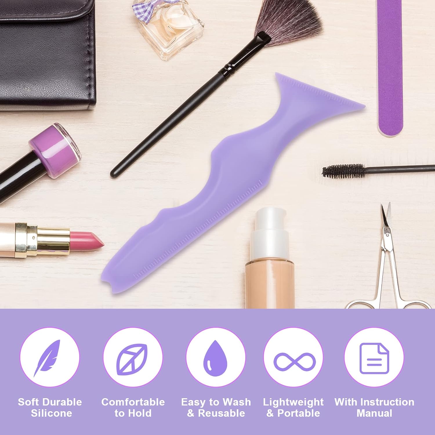 Catcan Plantillas delineador de ojos 5 en 1 para ojos, herramienta multifuncional delineador de ojos, herramienta reutilizable de silicona para
