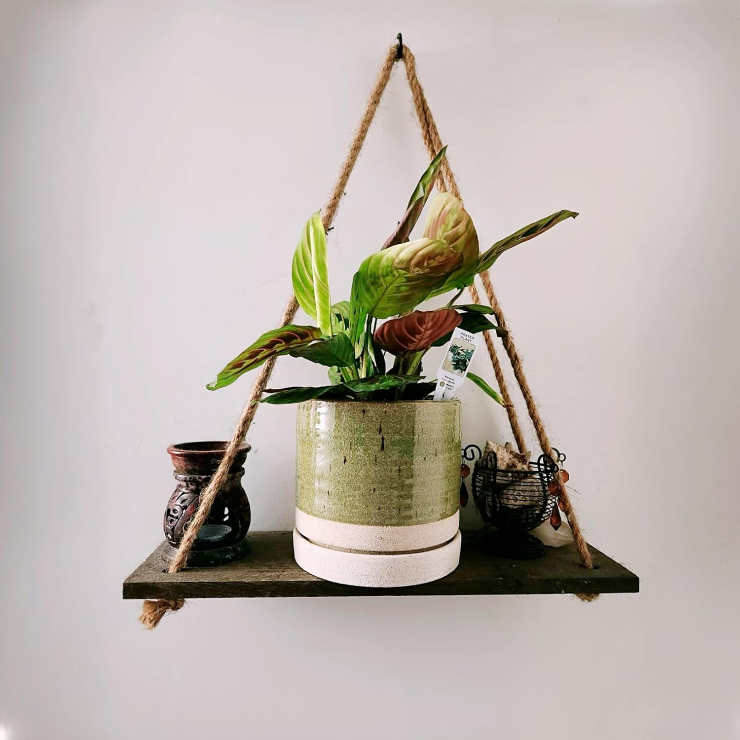 HERDUK Macetas de cerámica de 6 pulgadas con orificio de drenaje y platillo, maceta redonda cilíndrica para interiores y exteriores, verde y beige