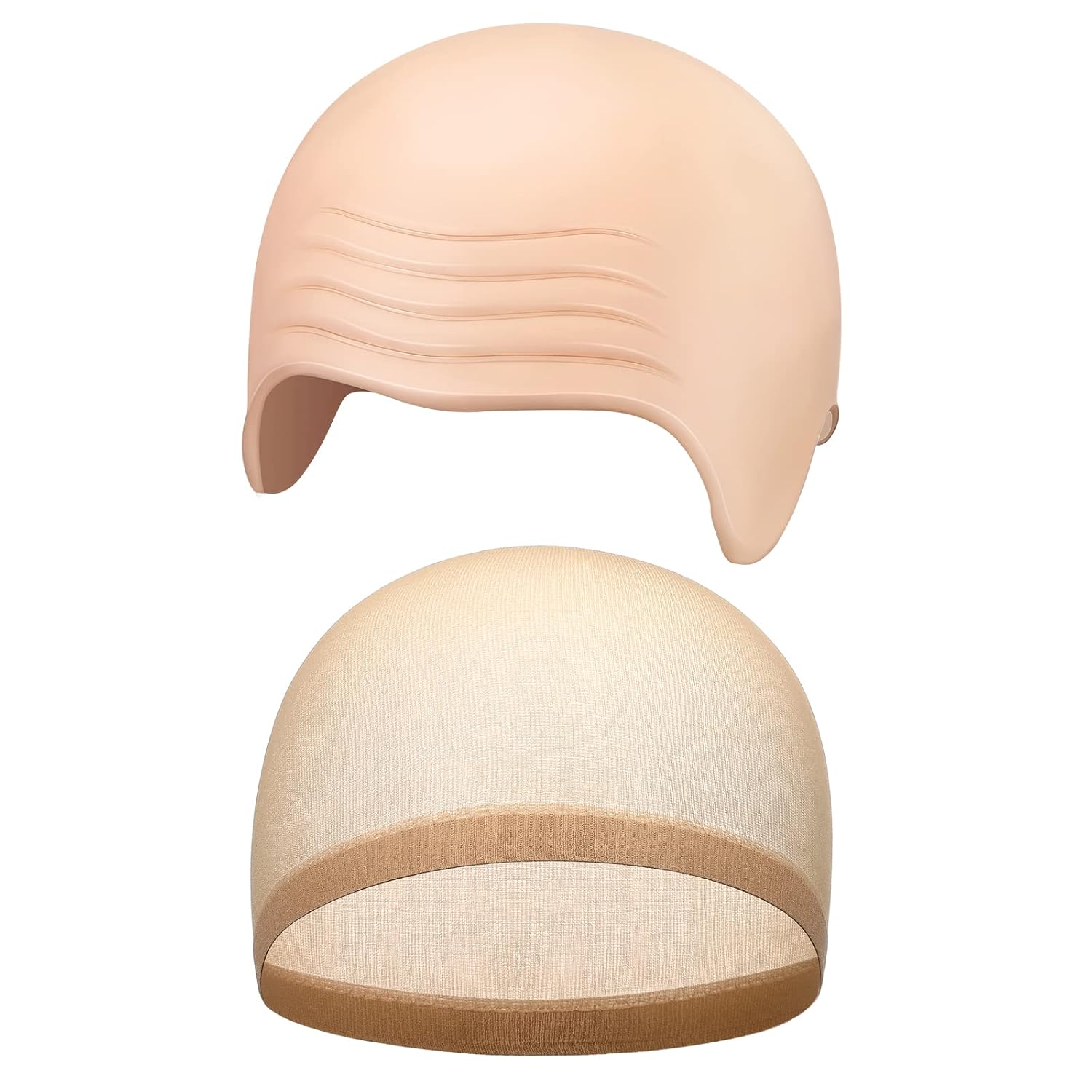 2 piezas de gorra calva de látex para Halloween, gorro calvo para peluca, sombrero calvo, cosplay, accesorios de disfraz para mujeres adultas (rosa,
