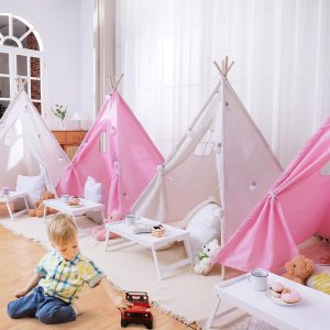 Paquete de 4 tiendas de campaña tipi para niños, tienda de campaña Tipi para niños y niñas, para interiores y exteriores, tiendas de campaña Paquete de 4 tiendas de campaña tipi para niños, tienda de campaña Tipi para niños y niñas, para interiores y exteriores, tiendas de campaña