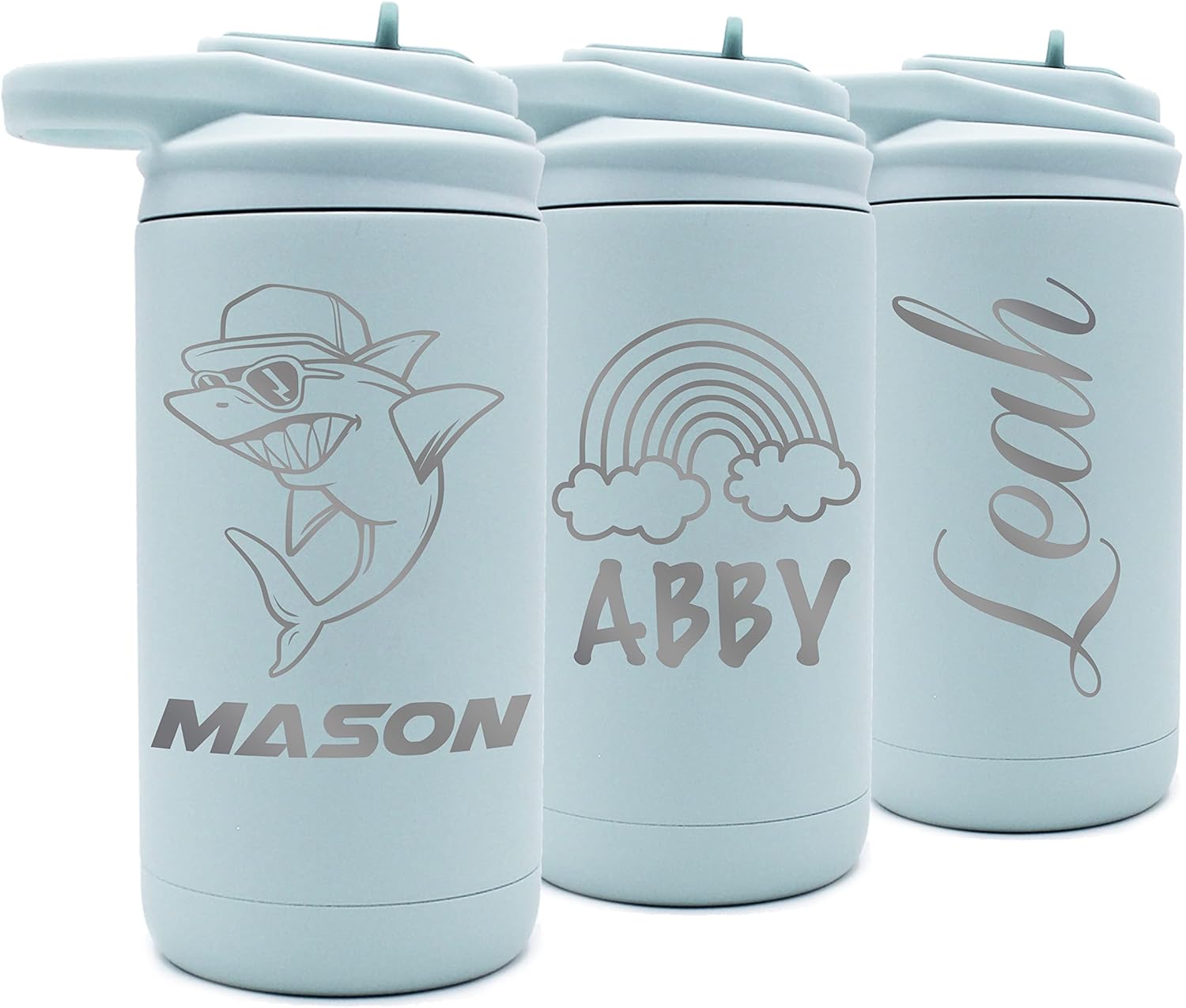 Botella de agua personalizada de 12 onzas para niños con pajilla, vaso aislado de doble pared para niños, niñas, escuela y deportes, grabado con