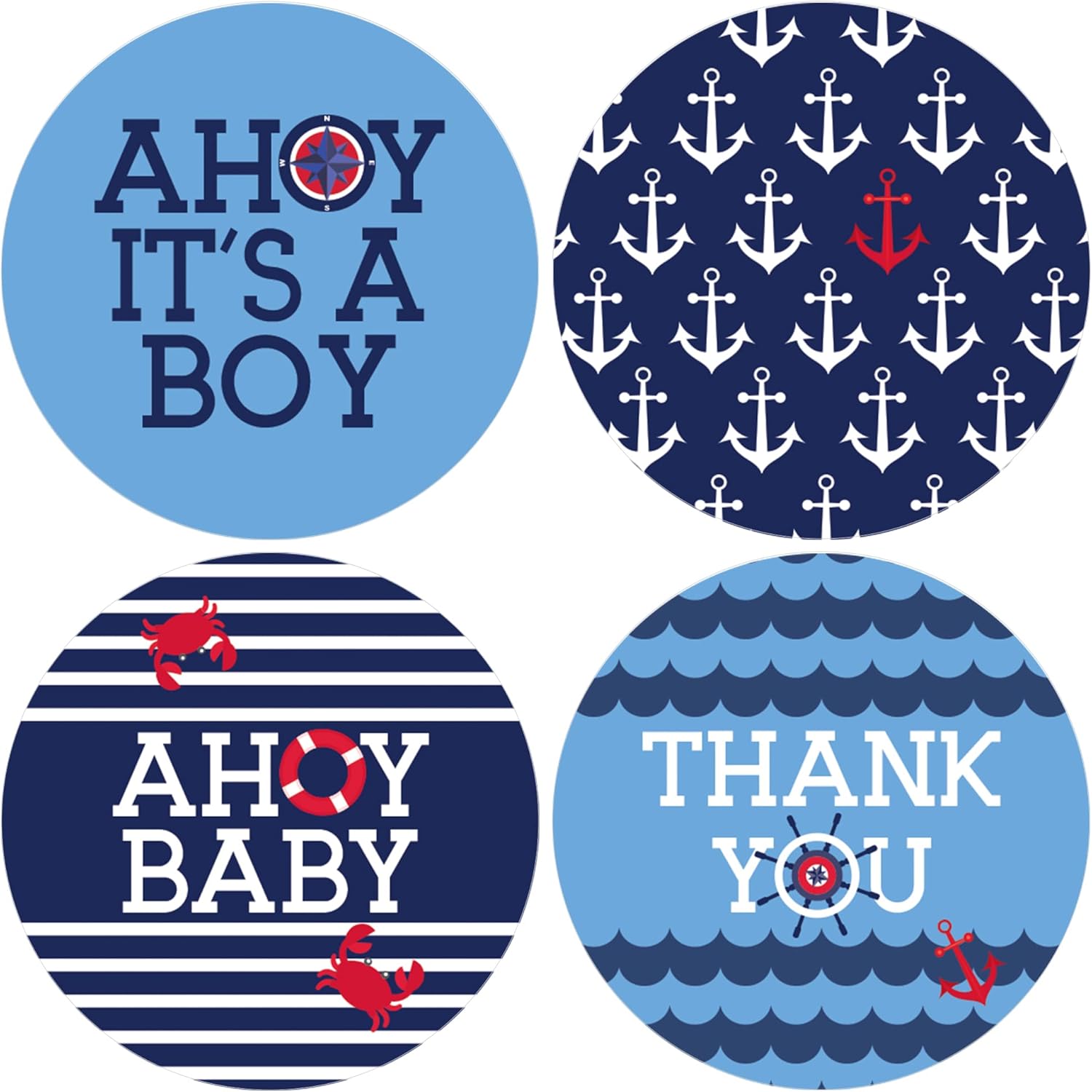 Ahoy It’s a Boy – Calcomanías de agradecimiento para baby shower, 1.75 pulgadas, 40 etiquetas