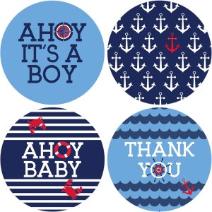 Ahoy It’s a Boy – Calcomanías de agradecimiento para baby shower, 1.75 pulgadas, 40 etiquetas Ahoy It’s a Boy – Calcomanías de agradecimiento para baby shower, 1.75 pulgadas, 40 etiquetas