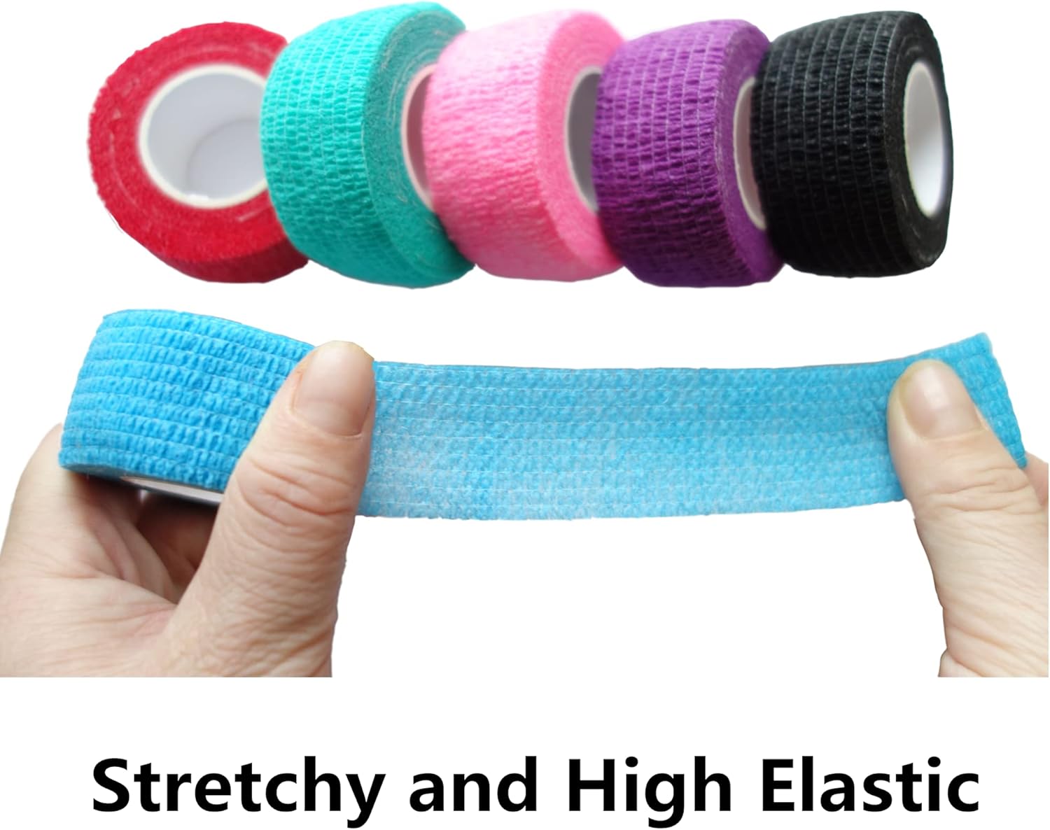 Baisunt Paquete de 6 vendajes cohesivos de 1 pulgada, cinta autoadhesiva autoadhesiva autoadhesiva transpirable para muñeca, tobillo, deportes,