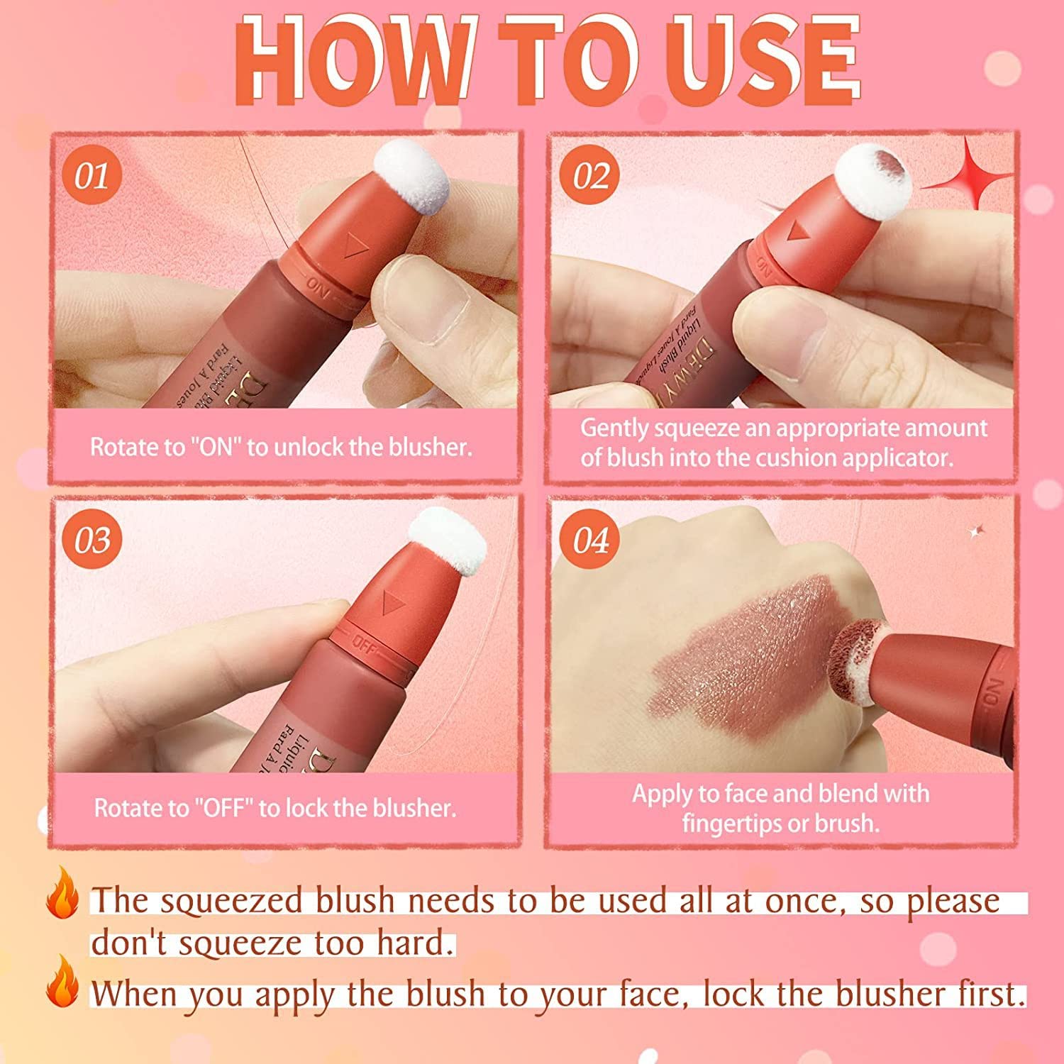 Lápiz de maquillaje líquido para rubor, barra de belleza con cojín de aire, rubor líquido con aplicador de cojín de aire, tanto para labios como en