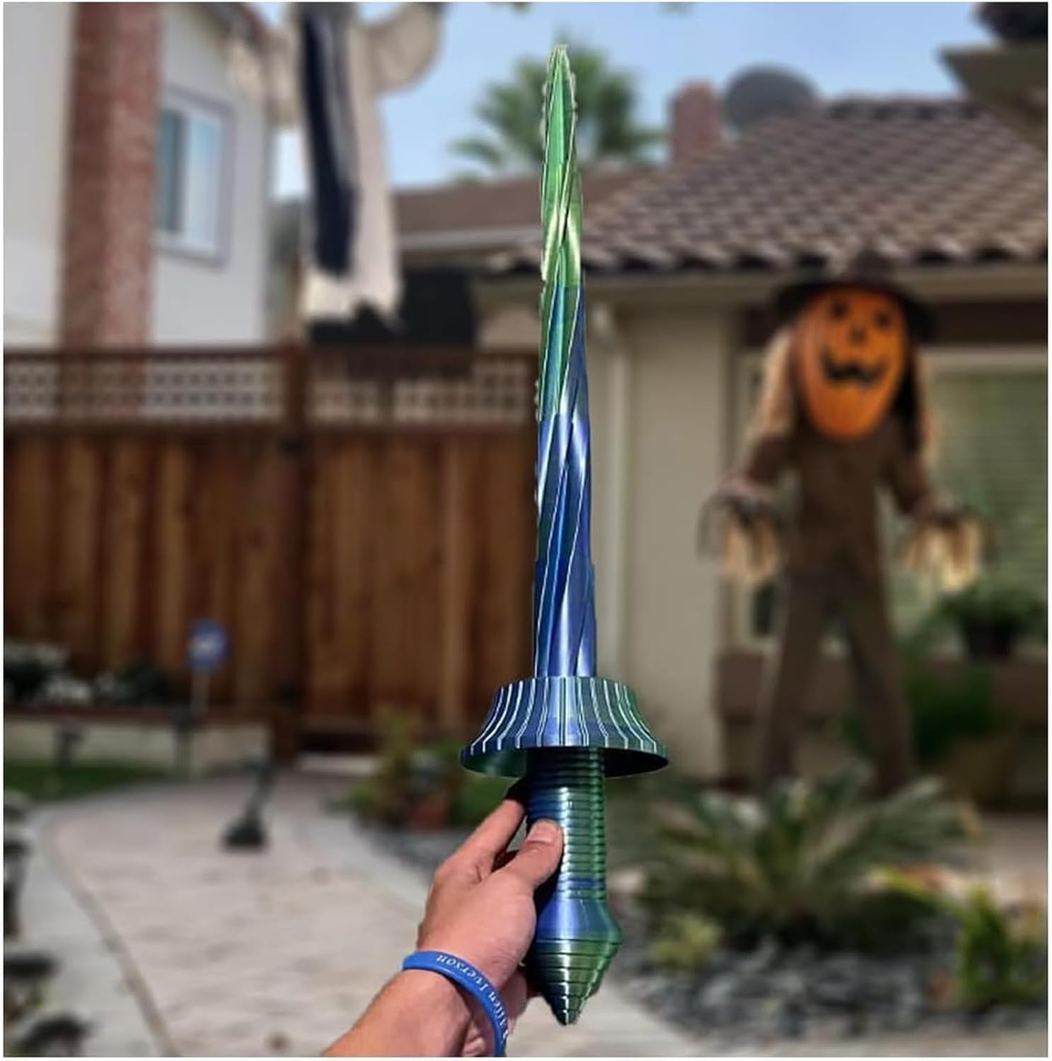 Espada retráctil con impresión 3D, espada telescópica, material plástico, impresión 3D, espada de juguete para Halloween y Navidad (24 pulgadas)