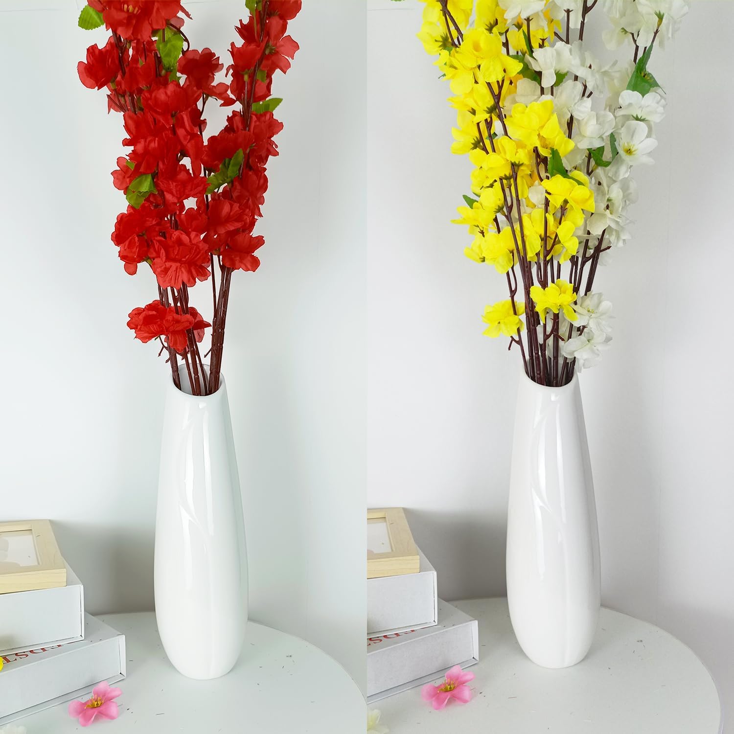 Florero de cerámica blanca, floreros modernos con textura de 12 pulgadas de alto para granja, decoración del hogar, estante, centros de mesa,