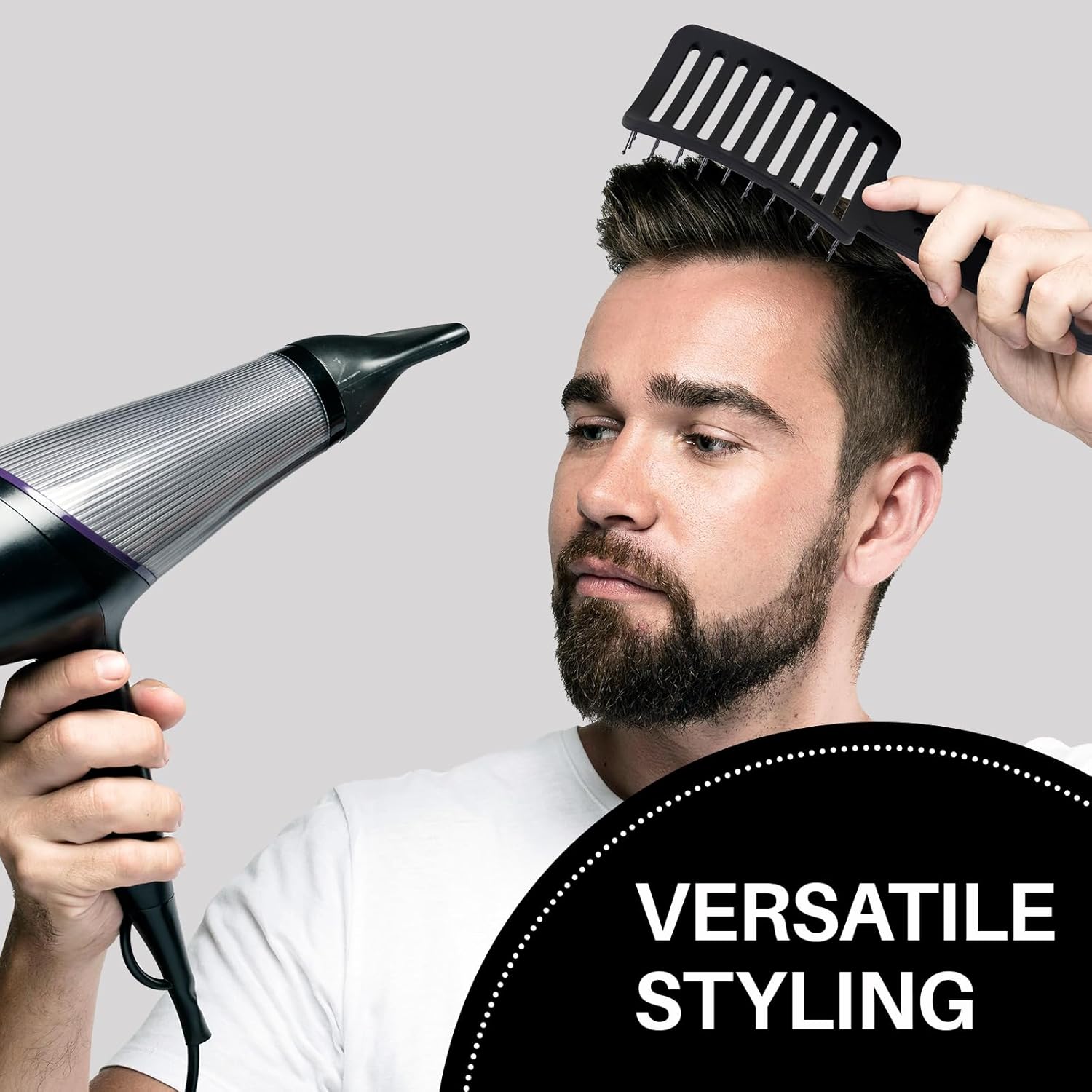 RHOS Cepillo de pelo curvado ventilado para un secado más rápido, cepillo ventilado para mujeres y hombres, cepillo de peinado con cerdas de nailon