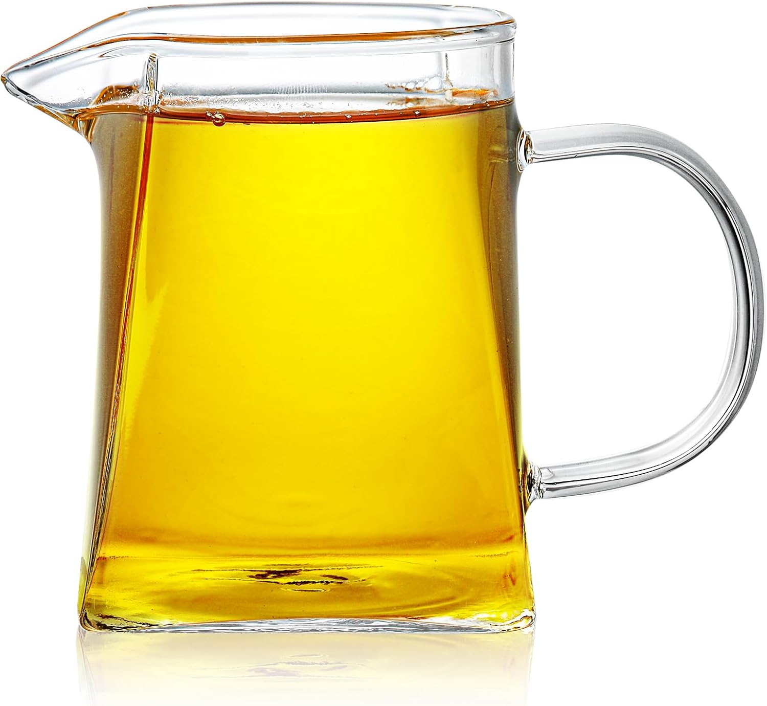 Yarlung Paquete de 4 jarras pequeñas de vidrio, jarra de té transparente de 12 onzas con asa, jarra creativa de crema de leche de café para servir