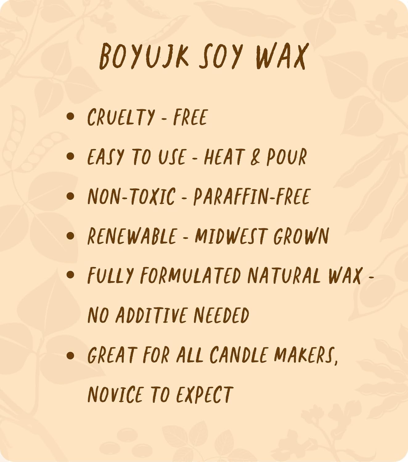 Cera de soja, cera natural para velas BOYUJK Premium, cera de soja 100% orgánica para fabricación de velas de granja, sin aditivos, inofensiva y