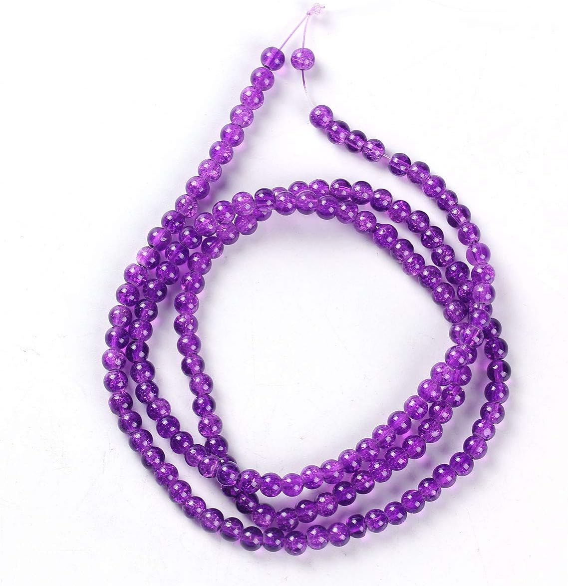 PEPPERLONELY 200 cuentas sueltas de vidrio agrietado redondo morado de 0.236in, (28 pulgadas) de diámetro