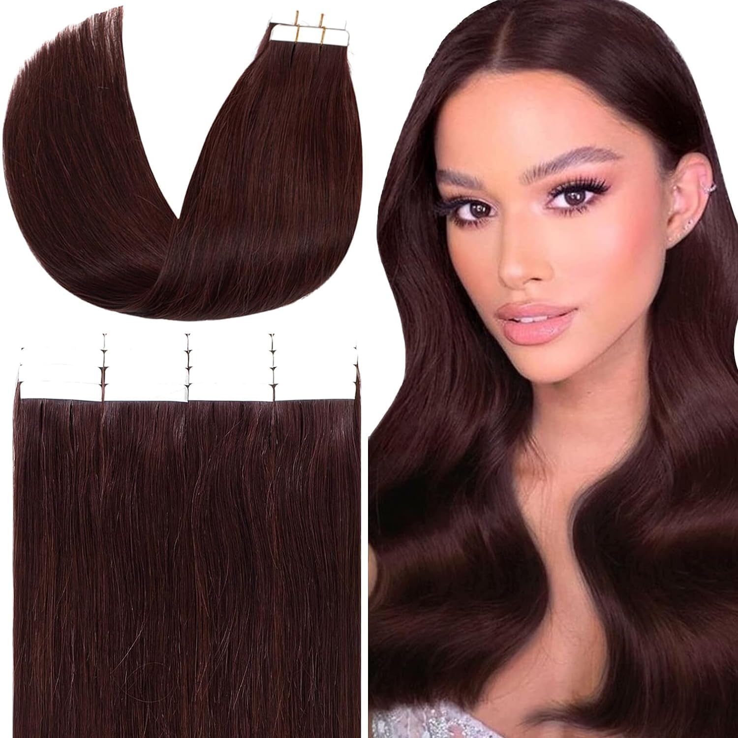 Anrosa Extensiones de cabello humano Remy sin costuras de 22 pulgadas, color #99J, color rojo vino burdeos, doble cara, 20 unidades, 1.76 onzas,