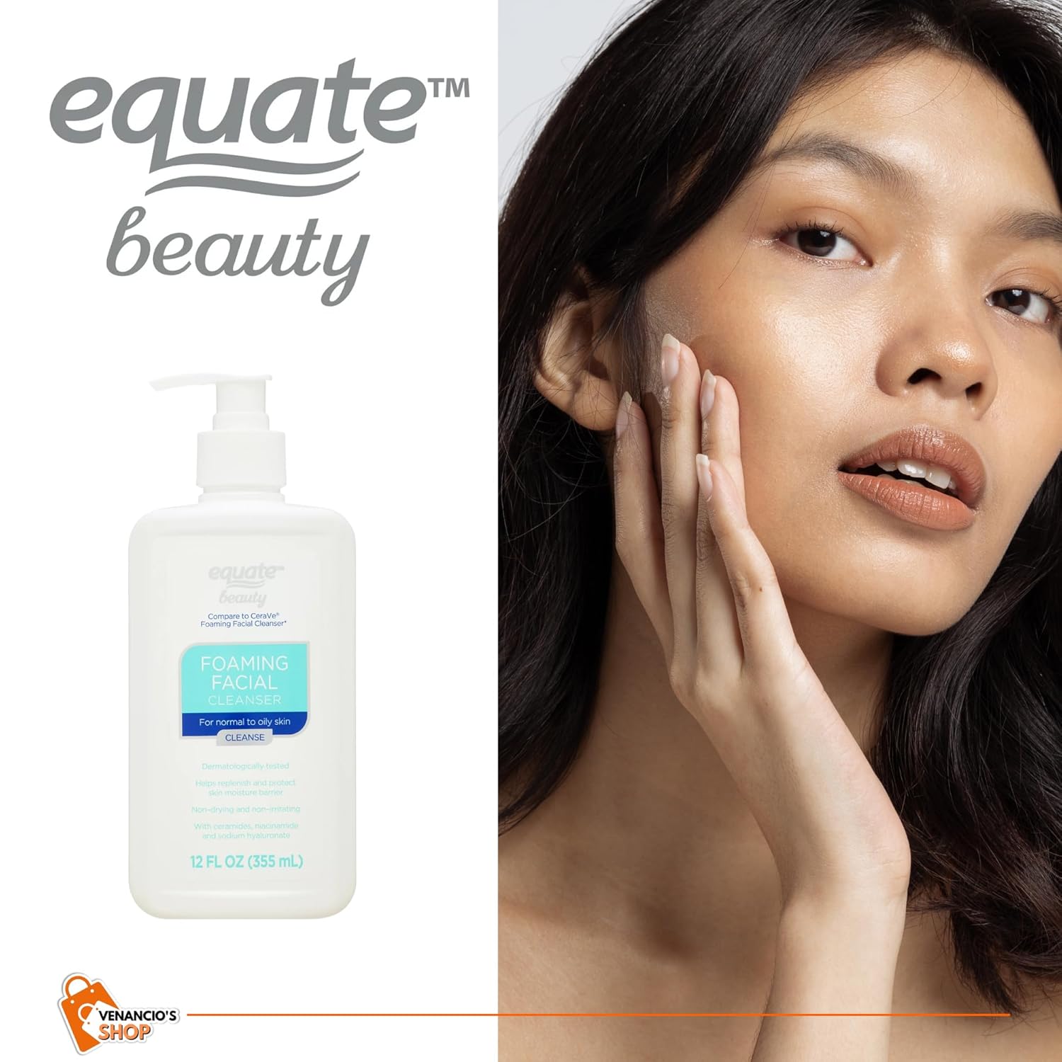 Equate Beauty – Limpiador facial espumoso de 12 onzas líquidas para piel normal a grasa + incluye adhesivo Venancio’sfridge