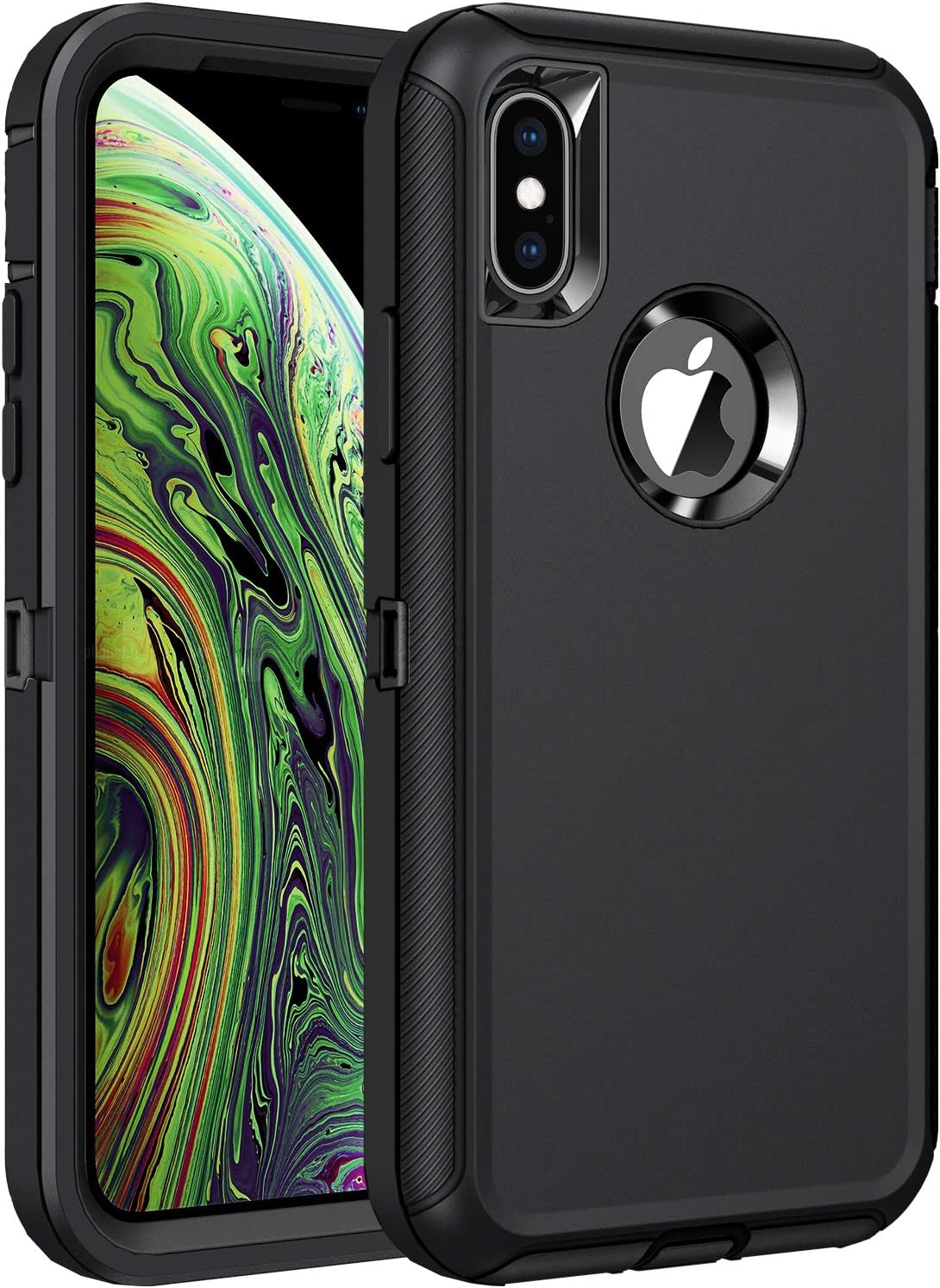 Funda para iPhone Xs Max, a prueba de golpes, protección de cuerpo completo de 3 capas sin protector de pantalla, funda rígida resistente de alto