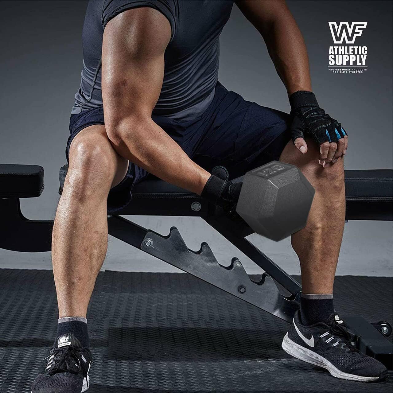 WF Athletic Supply Mancuernas hexagonales sólidas de hierro fundidonegro, juego de 2 pesas libres de entrenamiento de fuerza para mujeres y hombres,