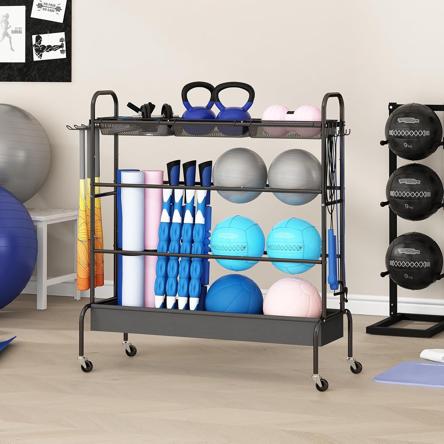 Estante de baloncesto, soporte de entrenamiento de tiro de baloncesto, almacenamiento de equipos deportivos de garaje, soporte organizador de bolas