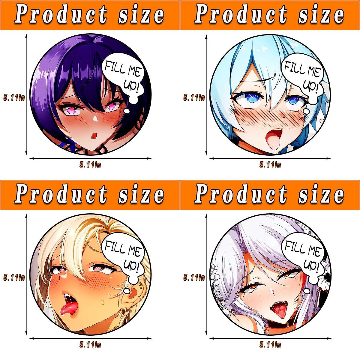 Calcomanías creativas de anime para rellenar el tanque de combustible, calcomanías de vinilo impermeables para caravana, caravana, parabrisas, 4