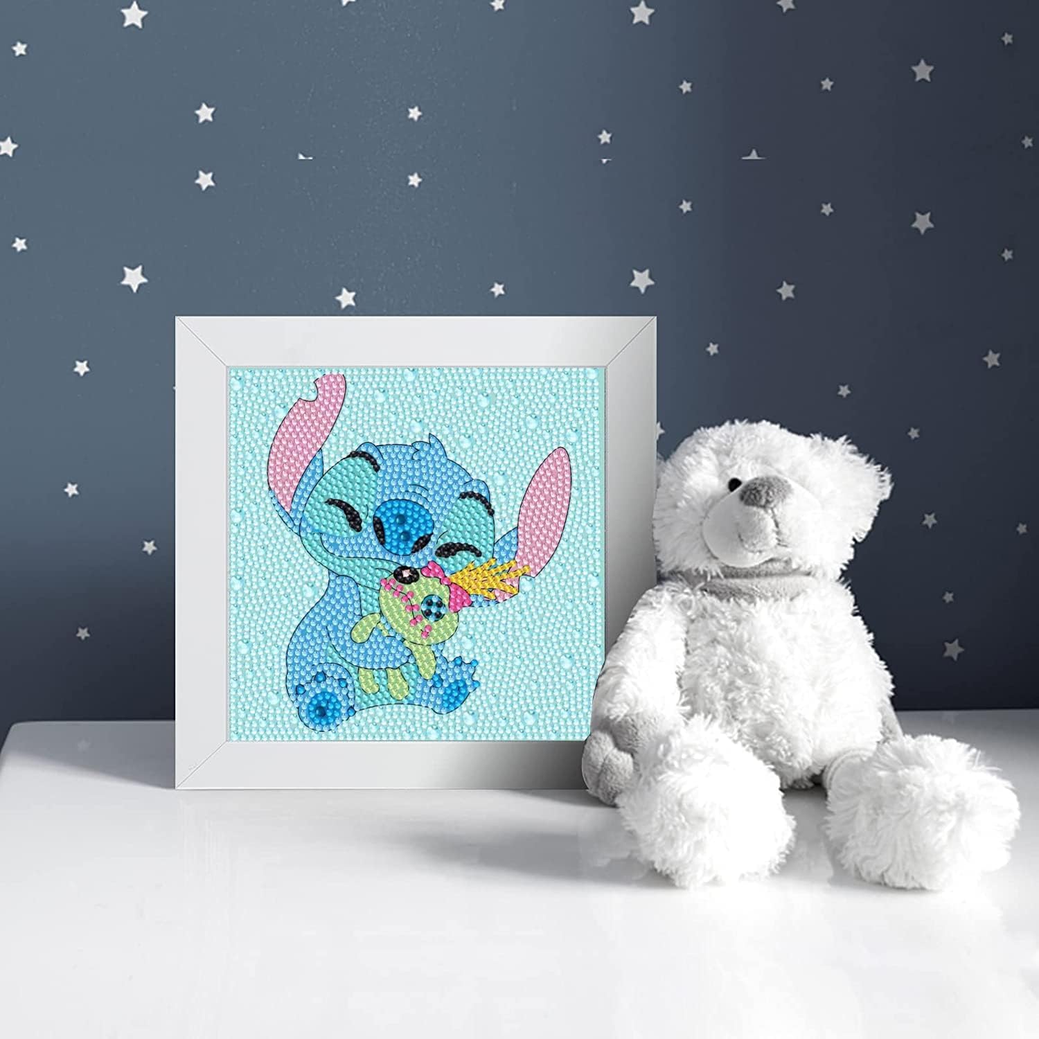 pvoodire Kits de pintura artística de diamantes para niños con marco, arte de diamantes para niños de 4 a 8 a 12 años, kit de arte de gemas fácil