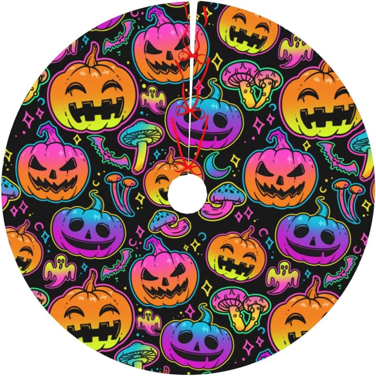 Falda de árbol de Halloween de 30 pulgadas para Halloween, calabaza, murciélago, tapete para Halloween, Navidad, fiesta, fiesta, decoración de