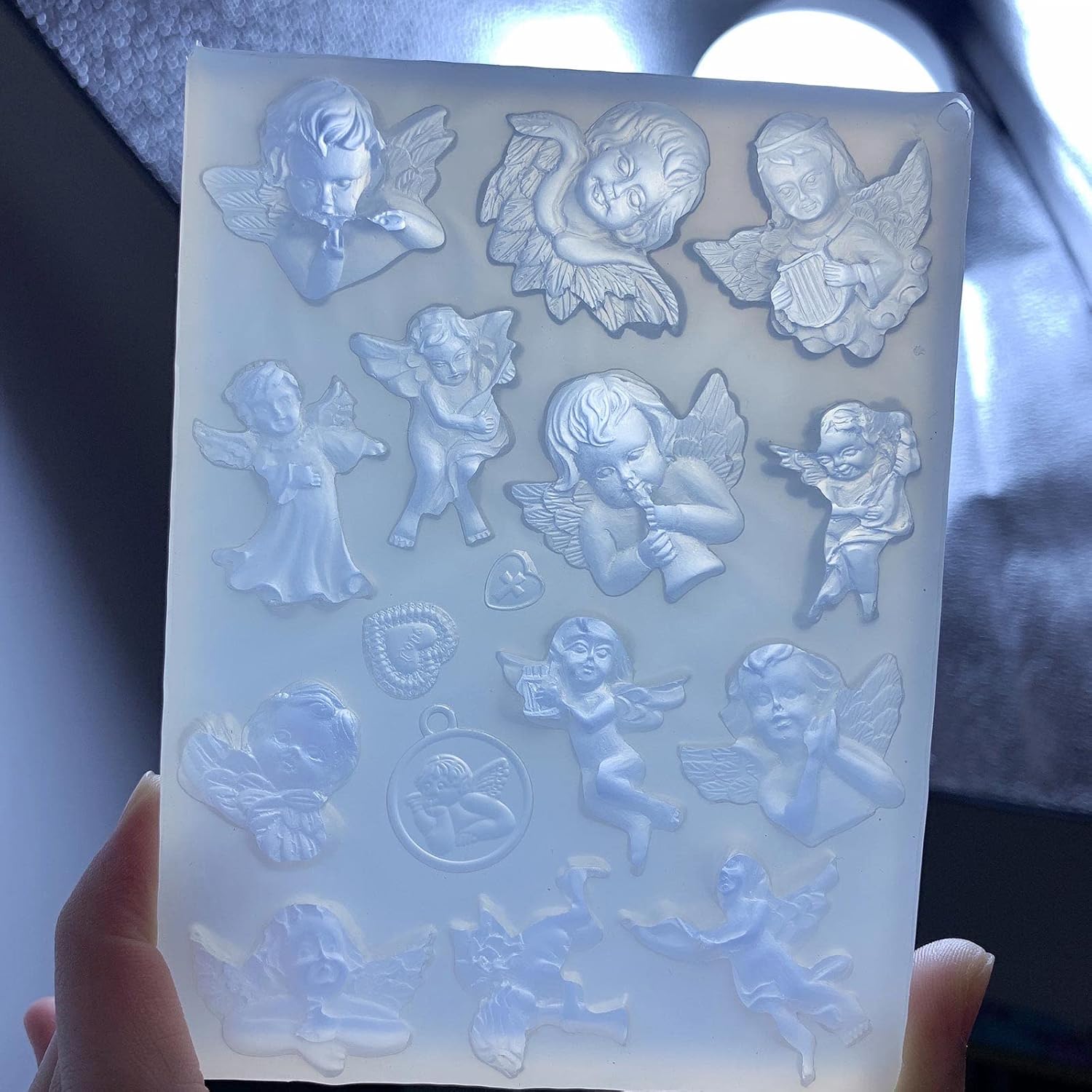 Moldes para coctelera de resina, moldes de resina UV, lindo molde de silicona de ángel hueco de epoxi rellenos de silicona molde de relleno de