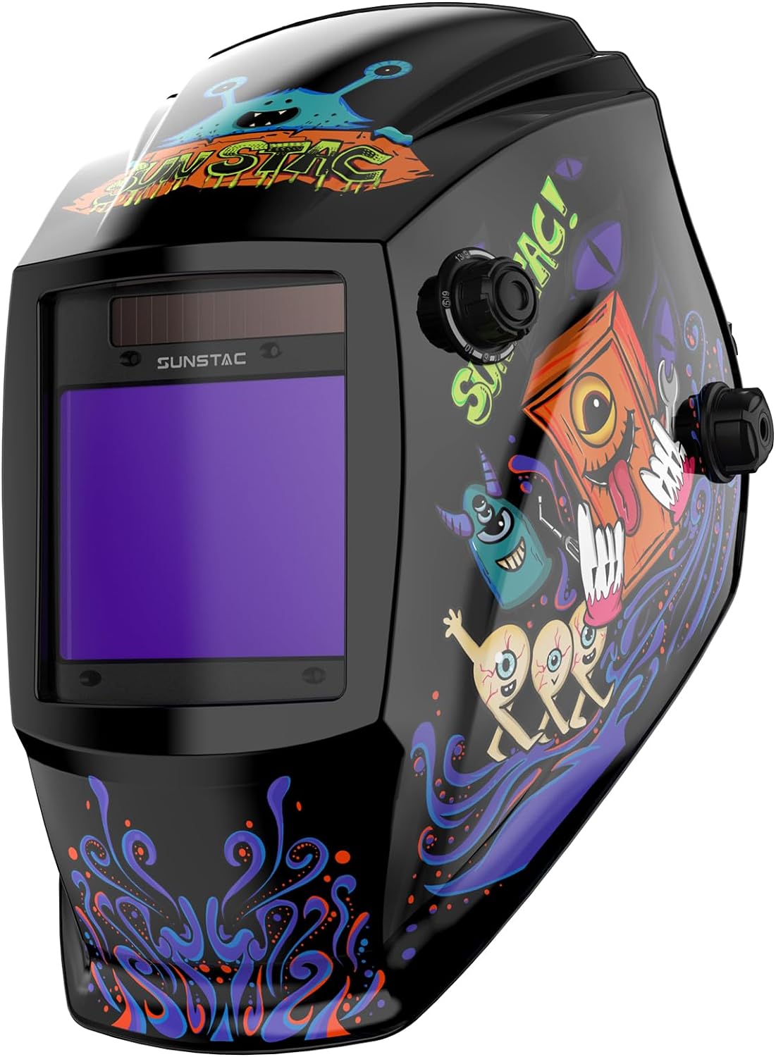 Casco de soldadura con oscurecimiento automático, pantalla de visualización grande de 3.94 x 3.27 pulgadas, potencia solar de color real, 4 sensores