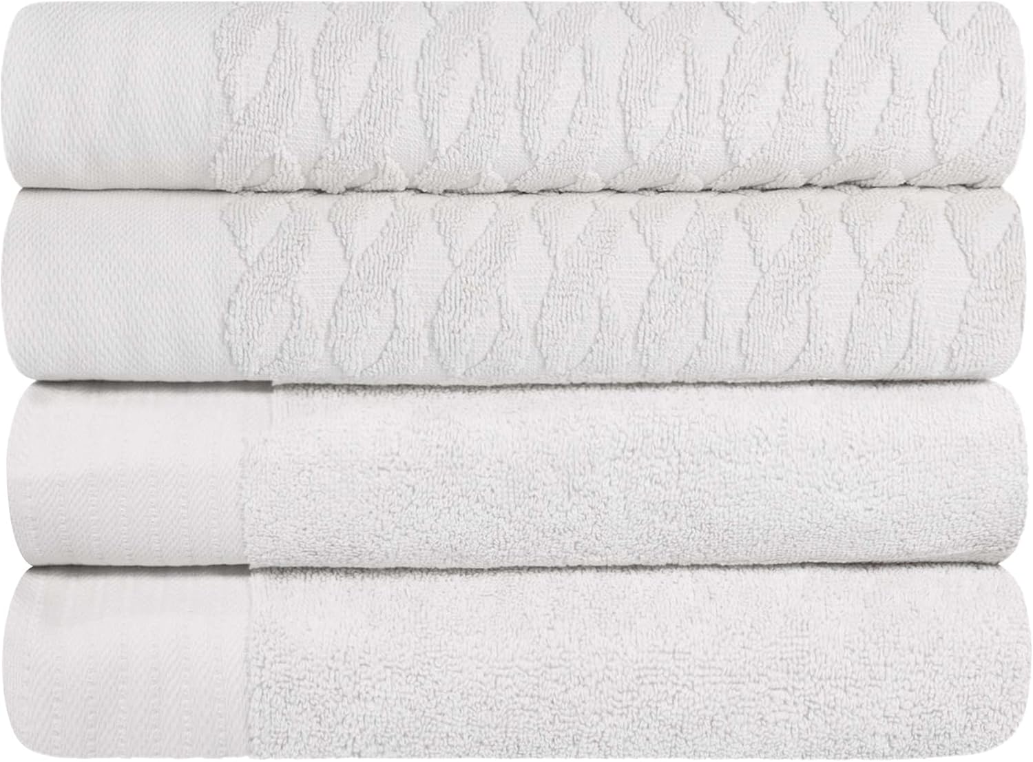 Superior Juego de 4 toallas de baño de algodón turco jacquard sólido para adultos y niños, artículos esenciales de baño, ducha, spa, piscina, secado