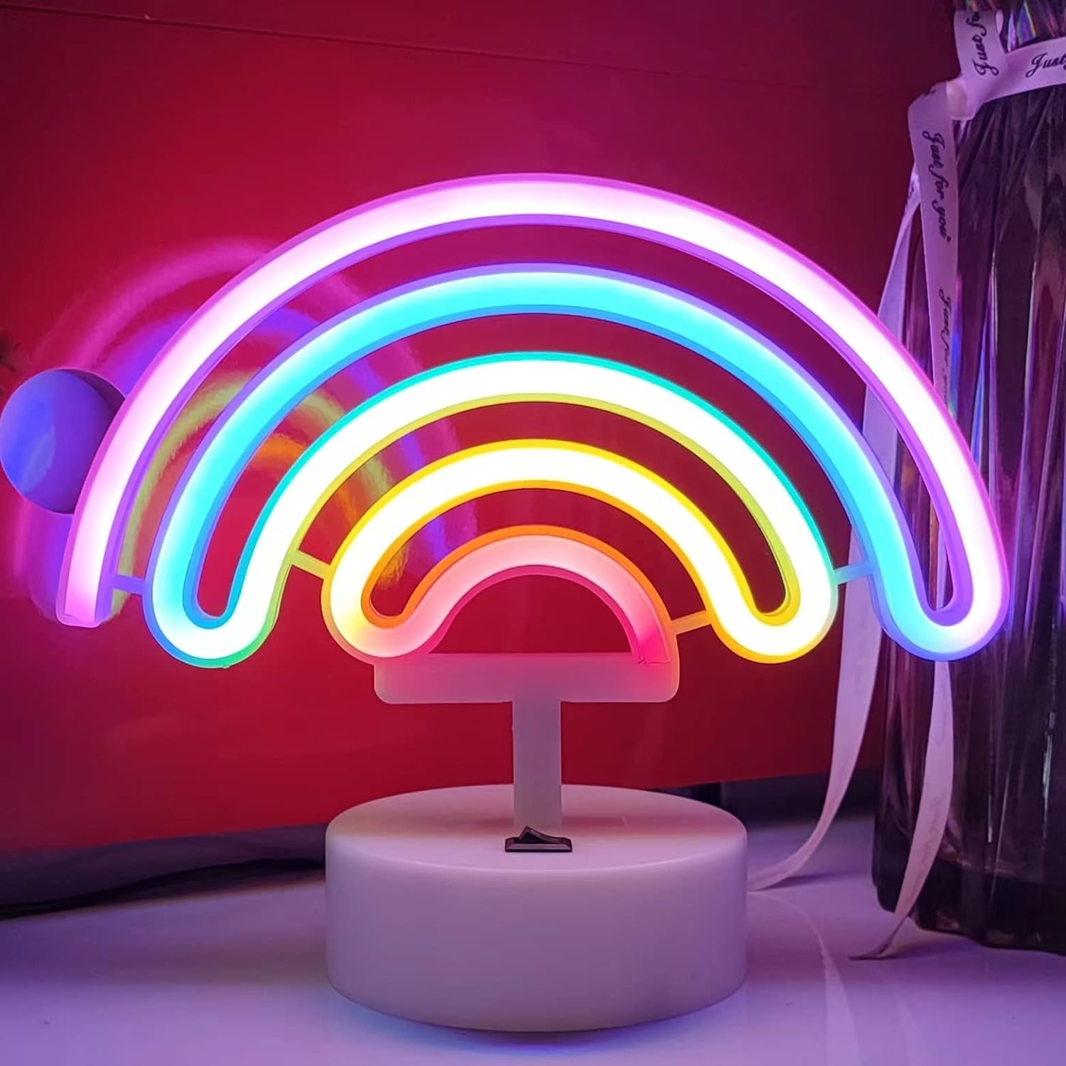JYWJ Letreros de neón con base de soporte, luz de neón alimentada por USB o 3 pilas AA, decoración de mesa LED, decoración de pared de dormitorio,