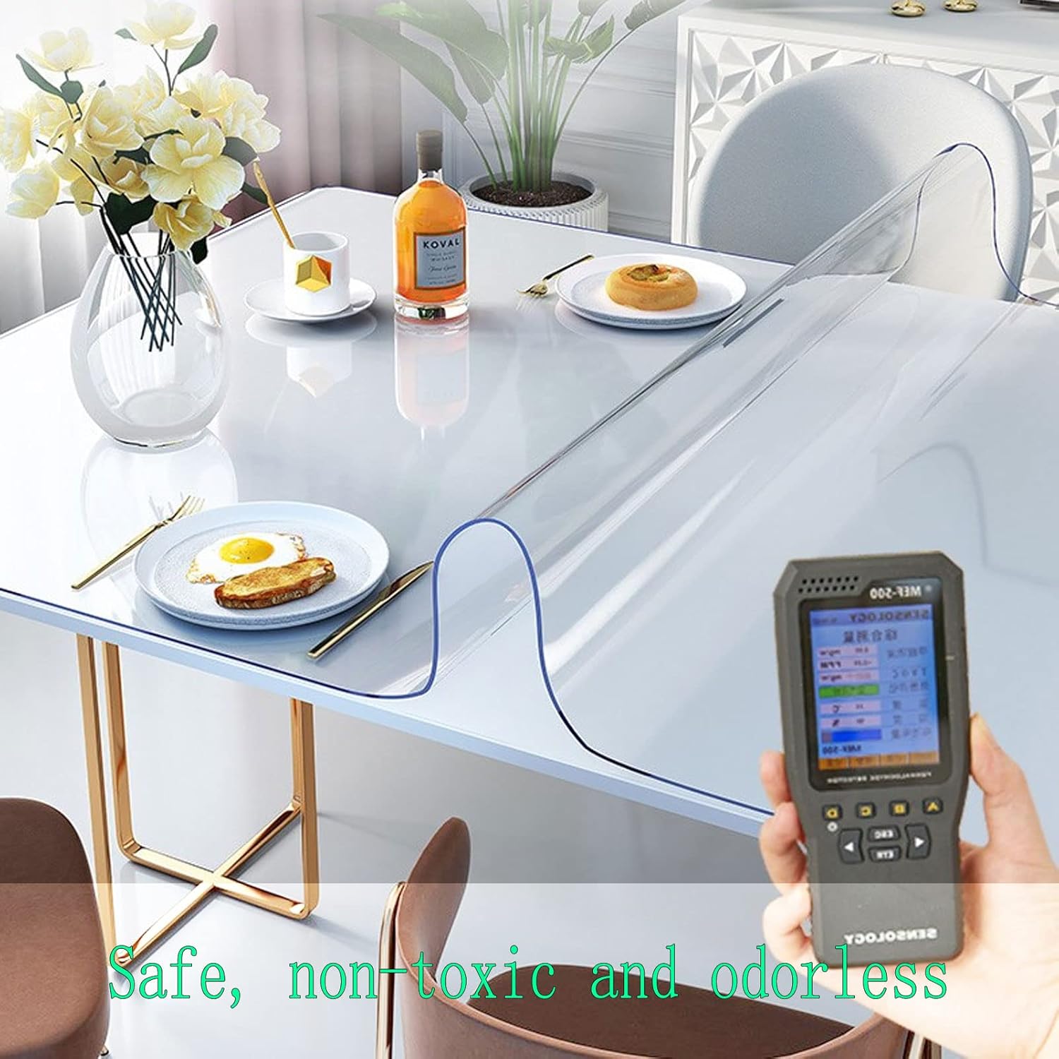 Protector de mesa transparente de 39 x 79 pulgadas, 0.079in de grosor, cubierta de mesa transparente, protector de mantel de PVC impermeable,