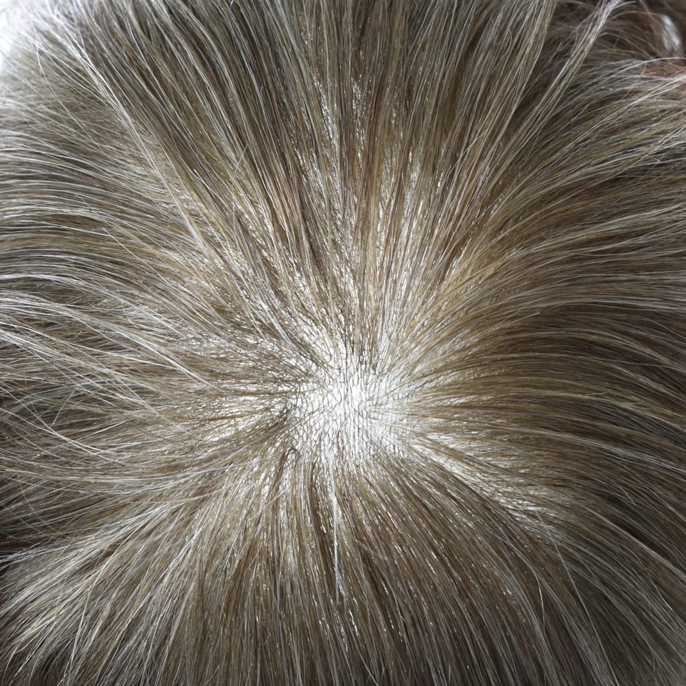 Hairpiece Toupee – Sistema de reemplazo de piezas de cabello humano real para hombres, línea capilar natural con bucle en V, ultrafina, pelo para