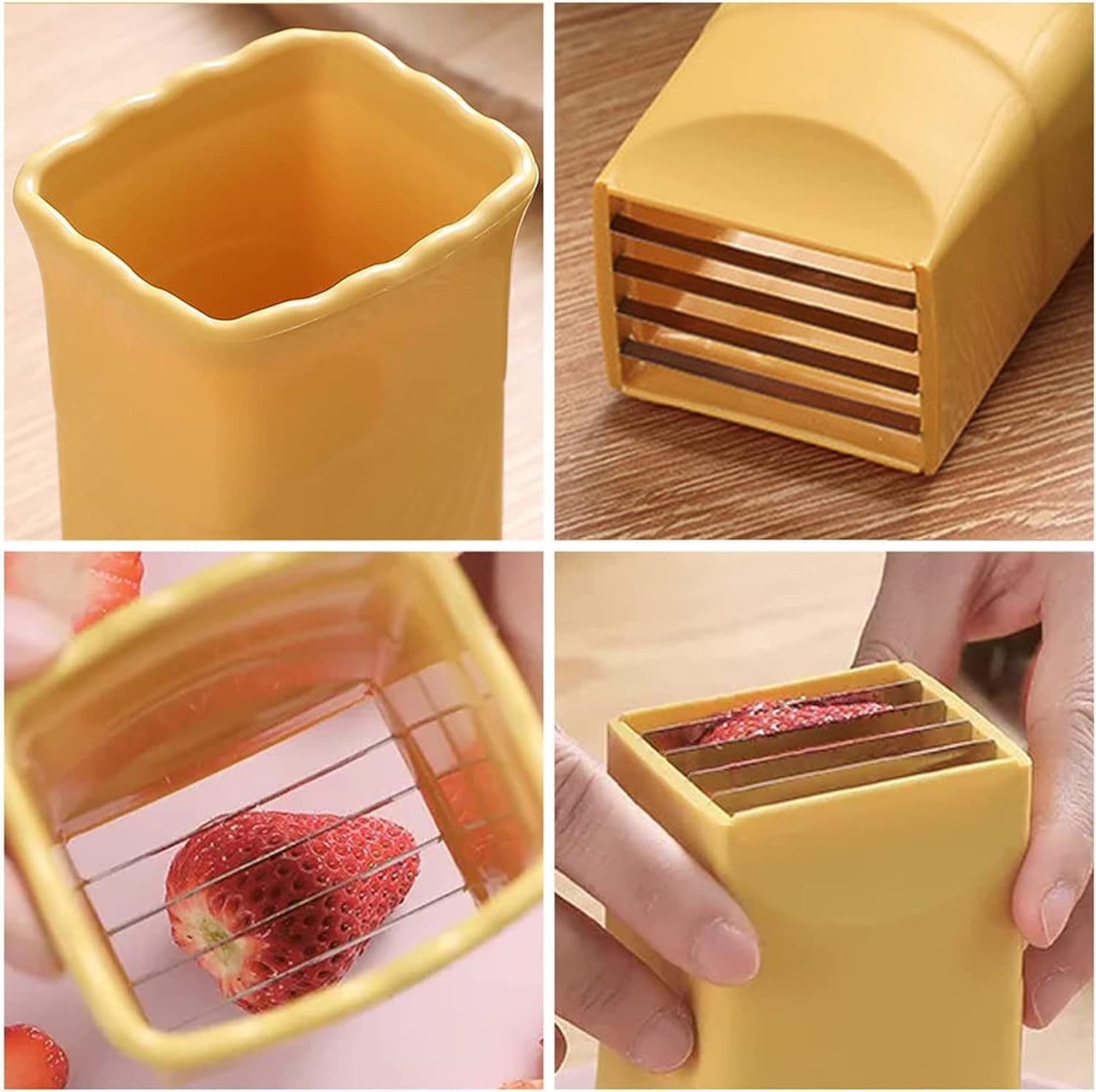 Cortador de tazas – NUEVO Cortador de huevos de taza de fruta, cortador de fresas de plátano de acero inoxidable, fabricación rápida de frutas
