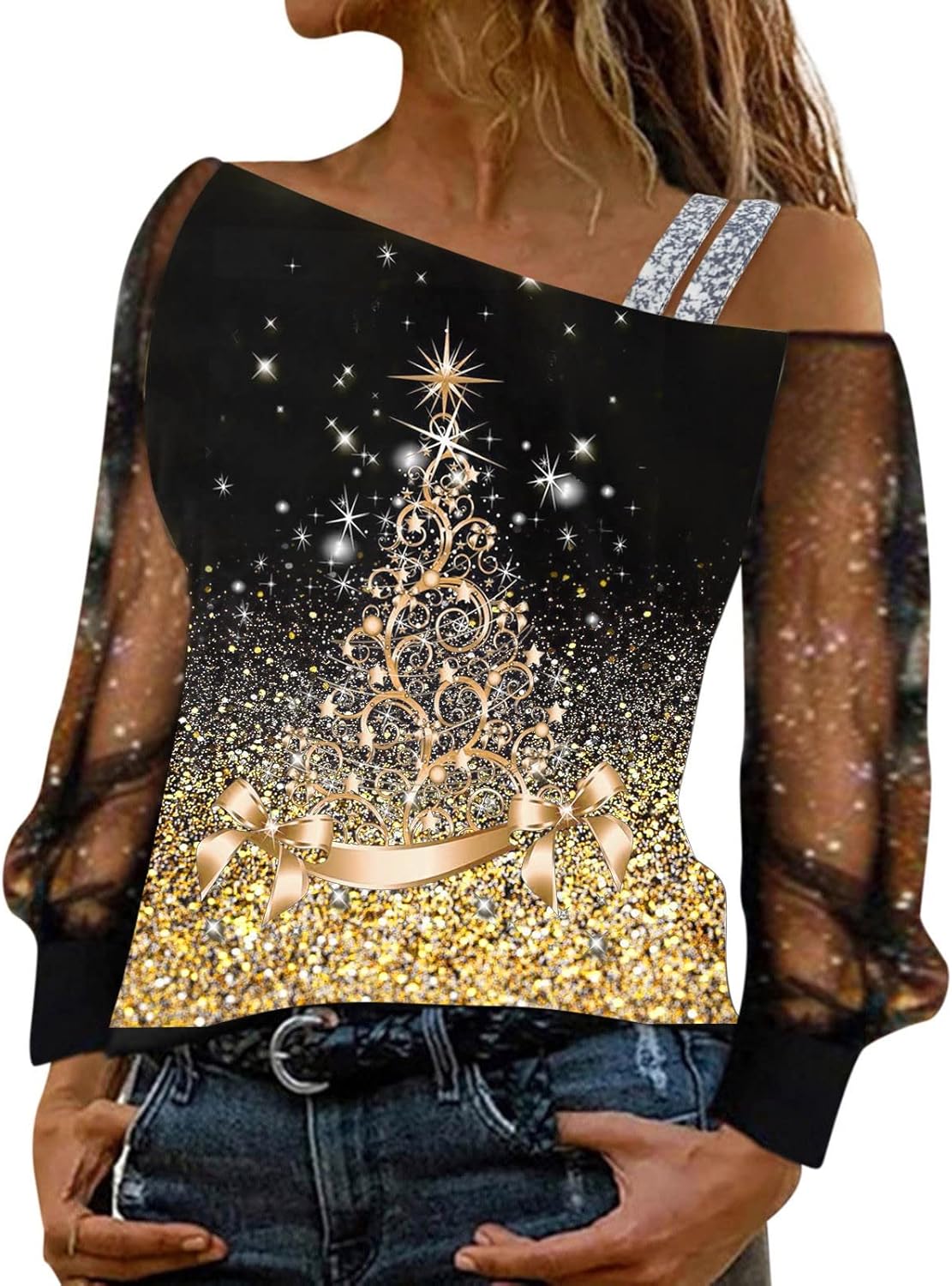 SNKSDGM Sudaderas de Navidad suaves de manga larga para mujer, cuello redondo, lindas y divertidas, camisetas