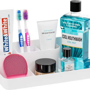 VITVITI Porta cepillos de dientes para baño, organizador de baño, encimera, organizador de encimera de baño con 5 compartimentos de almacenamiento VITVITI Porta cepillos de dientes para baño, organizador de baño, encimera, organizador de encimera de baño con 5 compartimentos de almacenamiento